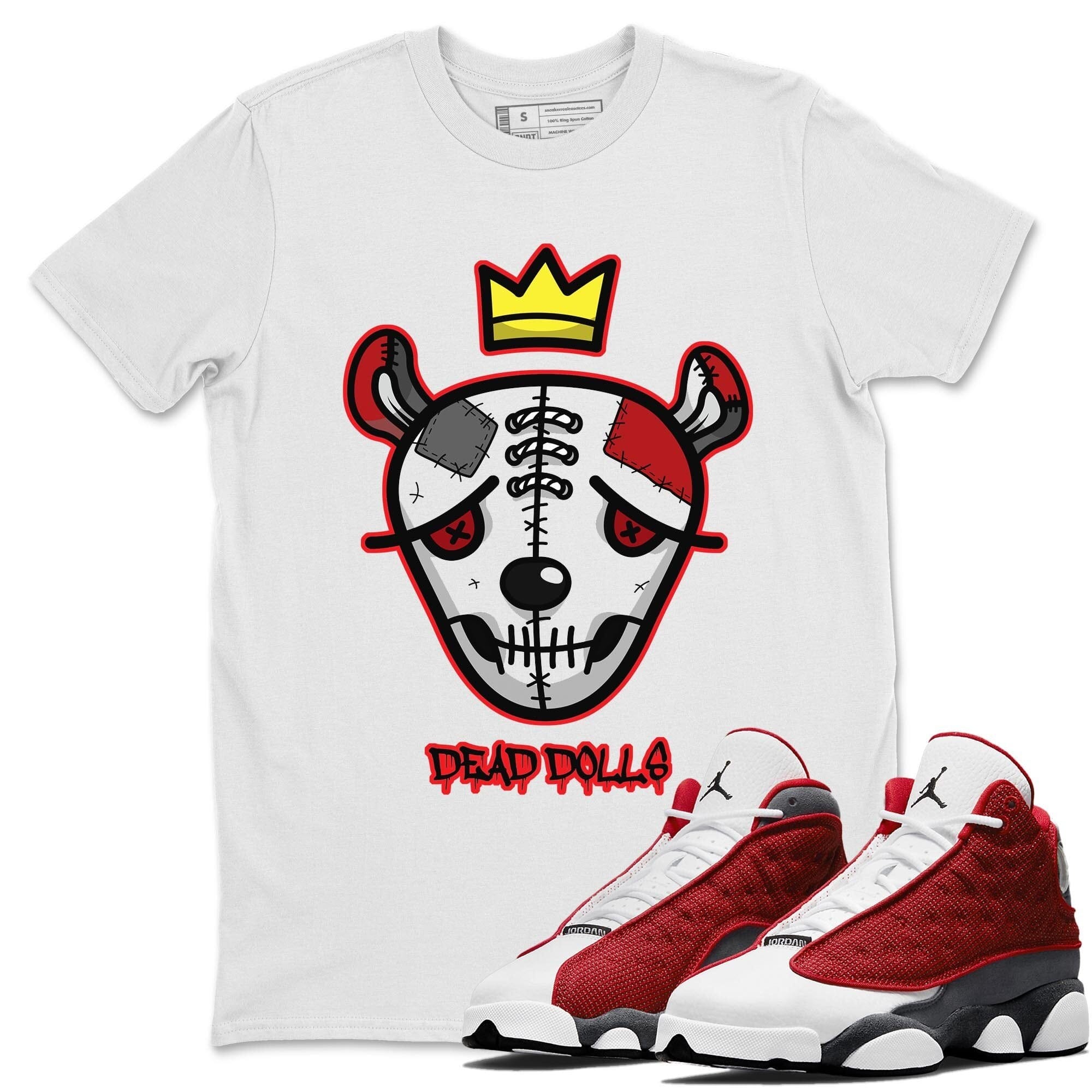 Jordan 13 Red Flint Shirt To Match Jordans Dead Dolls Face Sneaker Tees Jordan 13 Red Flint Drip Gear Zone Sneaker Matching Clothing Unisex Shirts