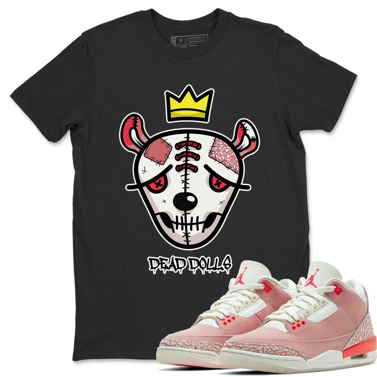 Jordan 3 Rust Pink Shirt To Match Jordans Dead Dolls Face Sneaker Tees Jordan 3 Rust Pink Drip Gear Zone Sneaker Matching Clothing Unisex Shirts