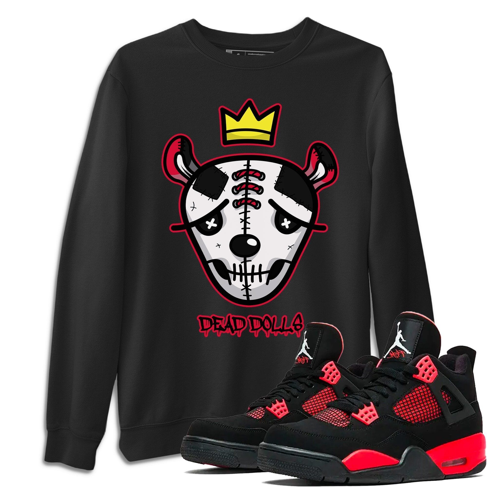 Jordan 4 Red Thunder Shirt To Match Jordans Dead Dolls Face Sneaker Tees Jordan 4 Red Thunder Drip Gear Zone Sneaker Matching Clothing Unisex Shirts
