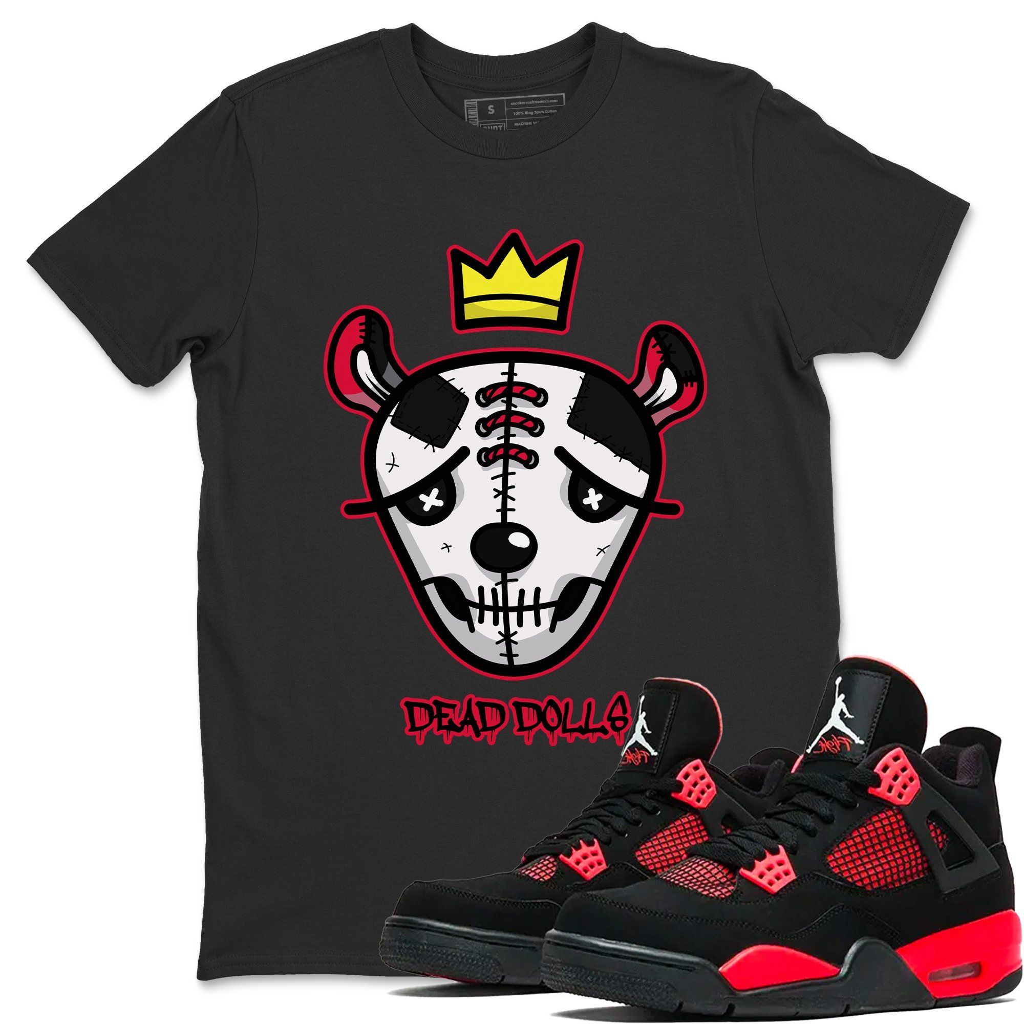 Jordan 4 Red Thunder Shirt To Match Jordans Dead Dolls Face Sneaker Tees Jordan 4 Red Thunder Drip Gear Zone Sneaker Matching Clothing Unisex Shirts