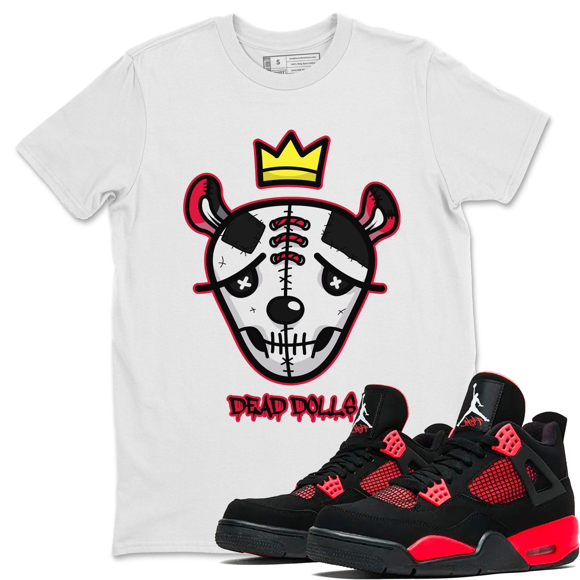 Jordan 4 Red Thunder Shirt To Match Jordans Dead Dolls Face Sneaker Tees Jordan 4 Red Thunder Drip Gear Zone Sneaker Matching Clothing Unisex Shirts