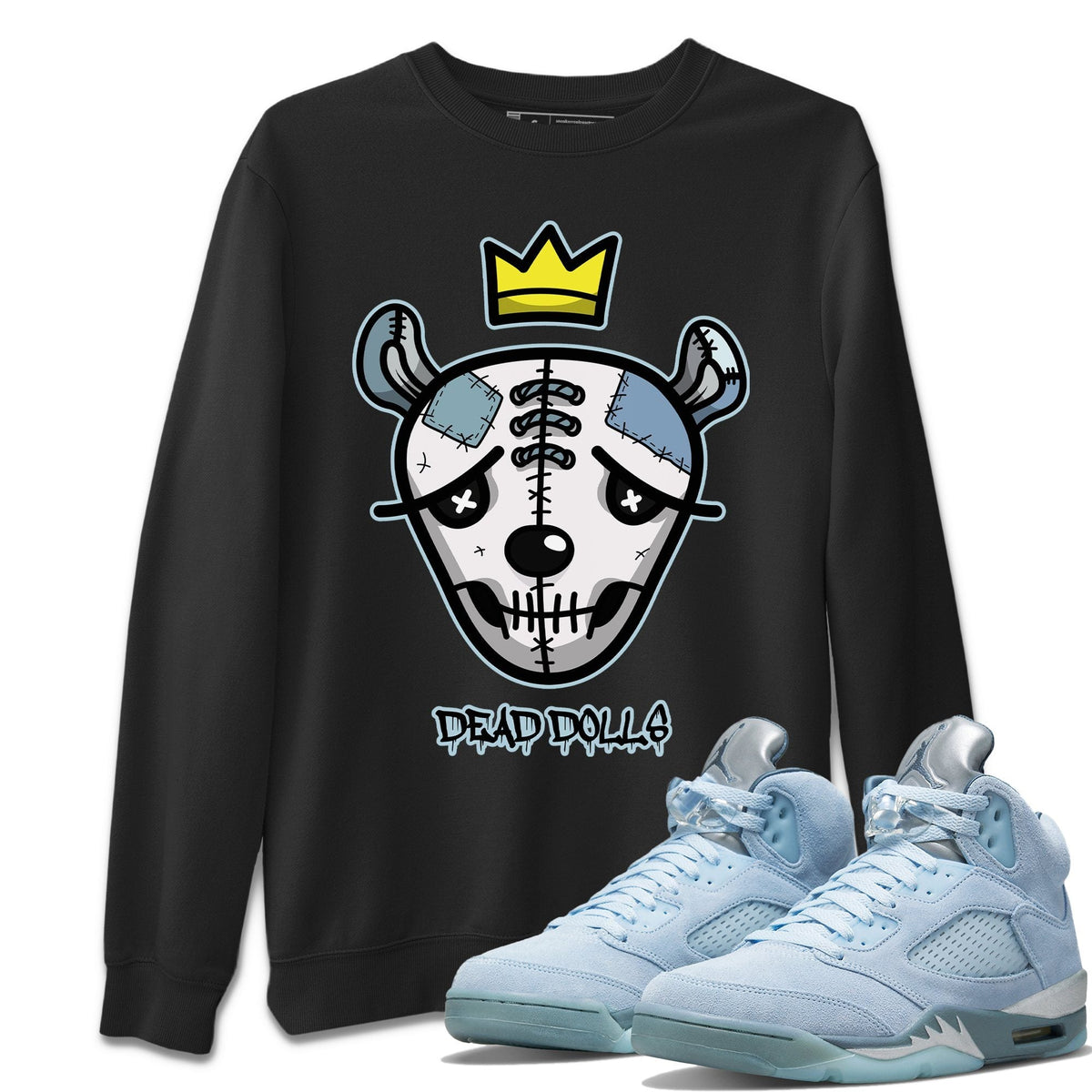 Jordan 5 Blue Bird Shirt To Match Jordans Dead Dolls Face Sneaker Tees Jordan 5 Blue Bird Drip Gear Zone Sneaker Matching Clothing Unisex Shirts