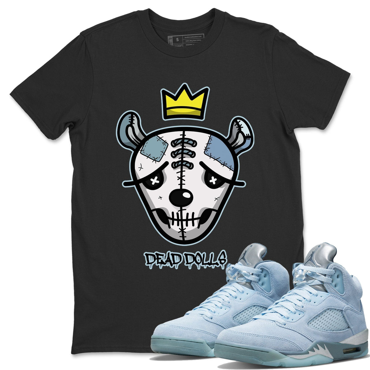 Jordan 5 Blue Bird Shirt To Match Jordans Dead Dolls Face Sneaker Tees Jordan 5 Blue Bird Drip Gear Zone Sneaker Matching Clothing Unisex Shirts