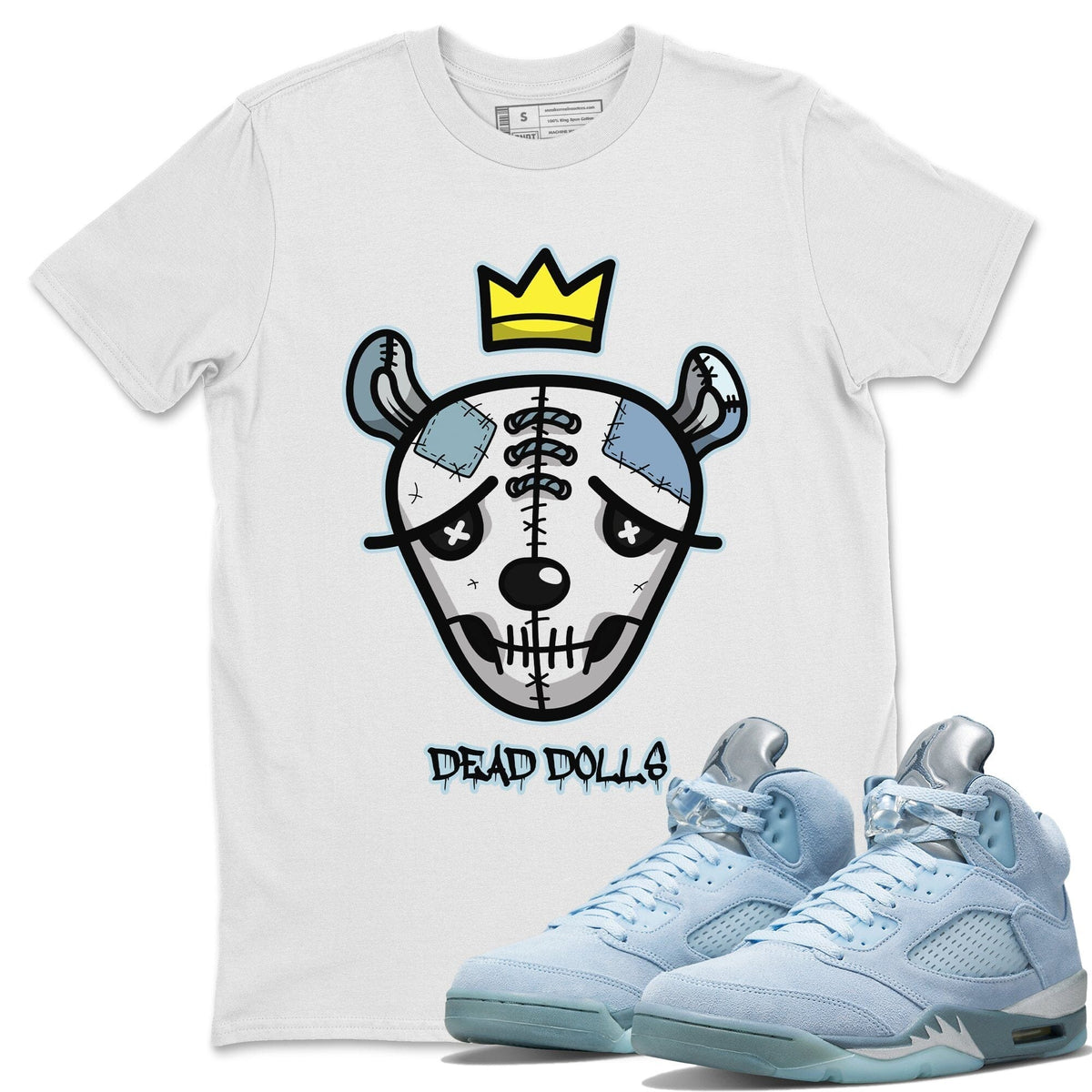 Jordan 5 Blue Bird Shirt To Match Jordans Dead Dolls Face Sneaker Tees Jordan 5 Blue Bird Drip Gear Zone Sneaker Matching Clothing Unisex Shirts