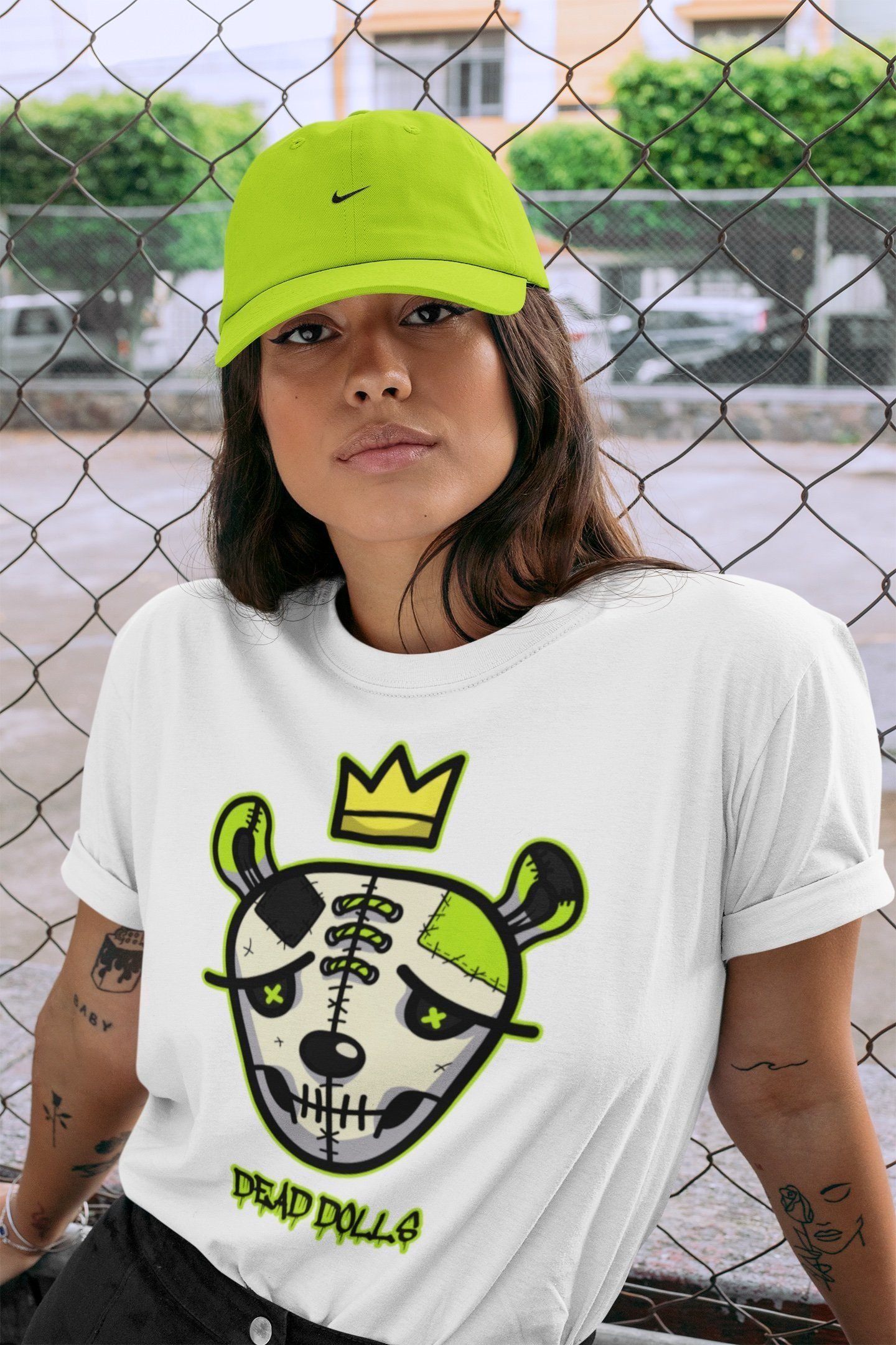 Jordan 6 Electric Green Shirt To Match Jordans Dead Dolls Face Sneaker Tees Jordan 6 Electric Green Drip Gear Zone Sneaker Matching Clothing Unisex Shirts