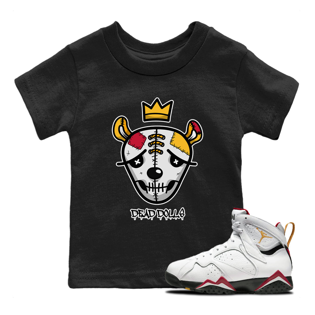 Jordan 7 Cardinal Shirt To Match Jordans Dead Dolls Face Sneaker Tees Jordan 7 Cardinal Drip Gear Zone Sneaker Matching Clothing Kids Shirts