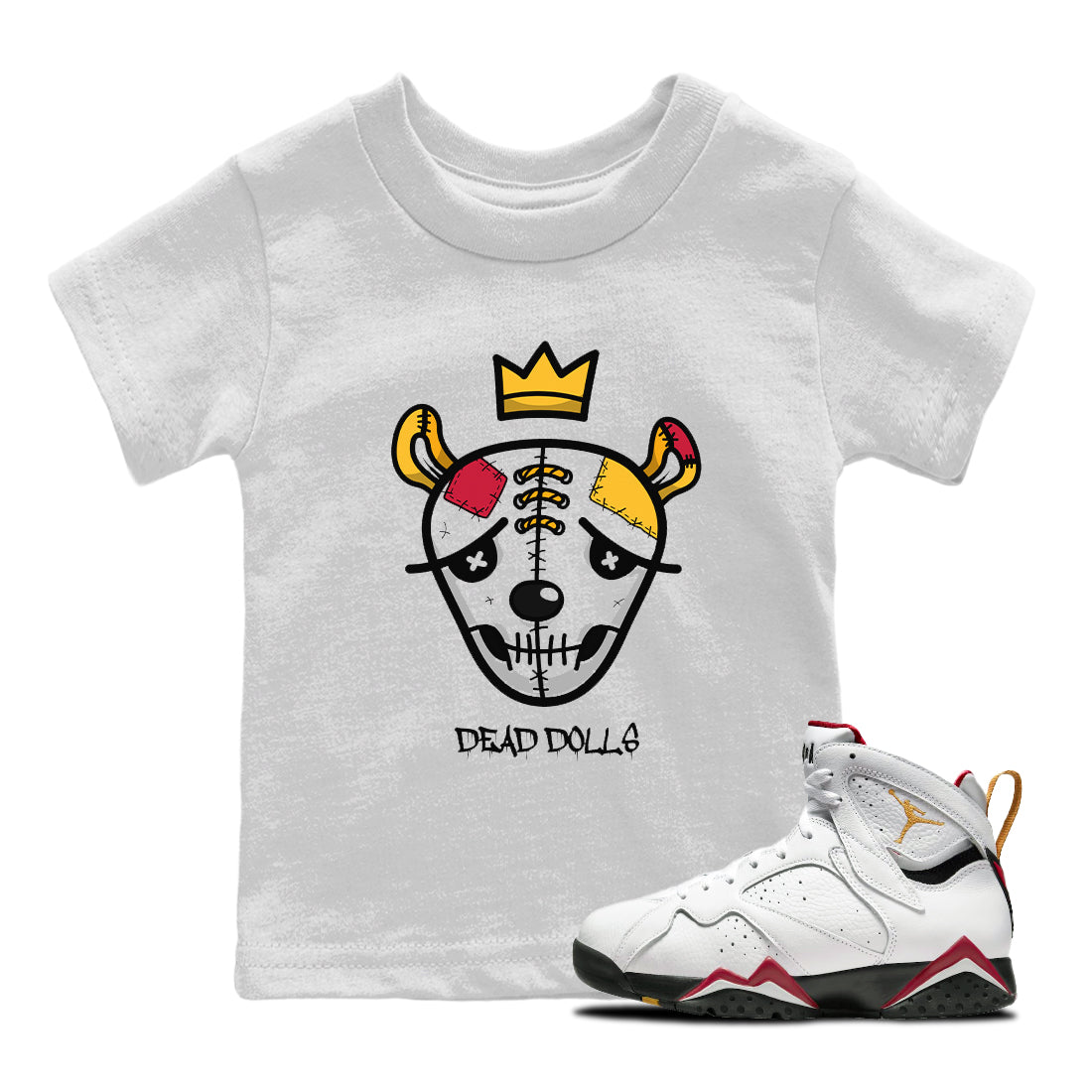 Jordan 7 Cardinal Shirt To Match Jordans Dead Dolls Face Sneaker Tees Jordan 7 Cardinal Drip Gear Zone Sneaker Matching Clothing Kids Shirts