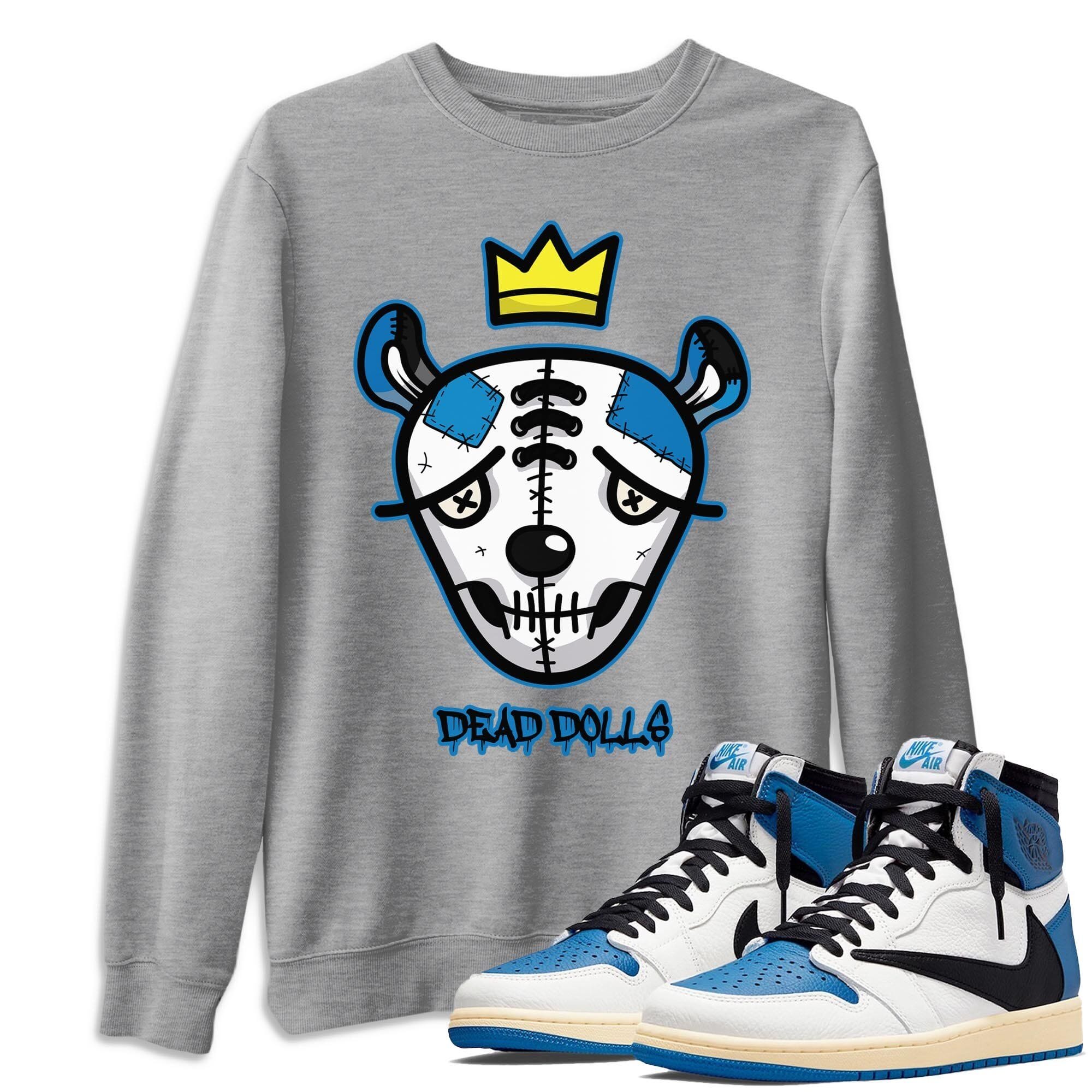 Jordan 1 Travis Scott Fragment Shirt To Match Jordans Dead Dolls Face Sneaker Tees Jordan 1 Travis Scott Fragment Drip Gear Zone Sneaker Matching Clothing Unisex Shirts