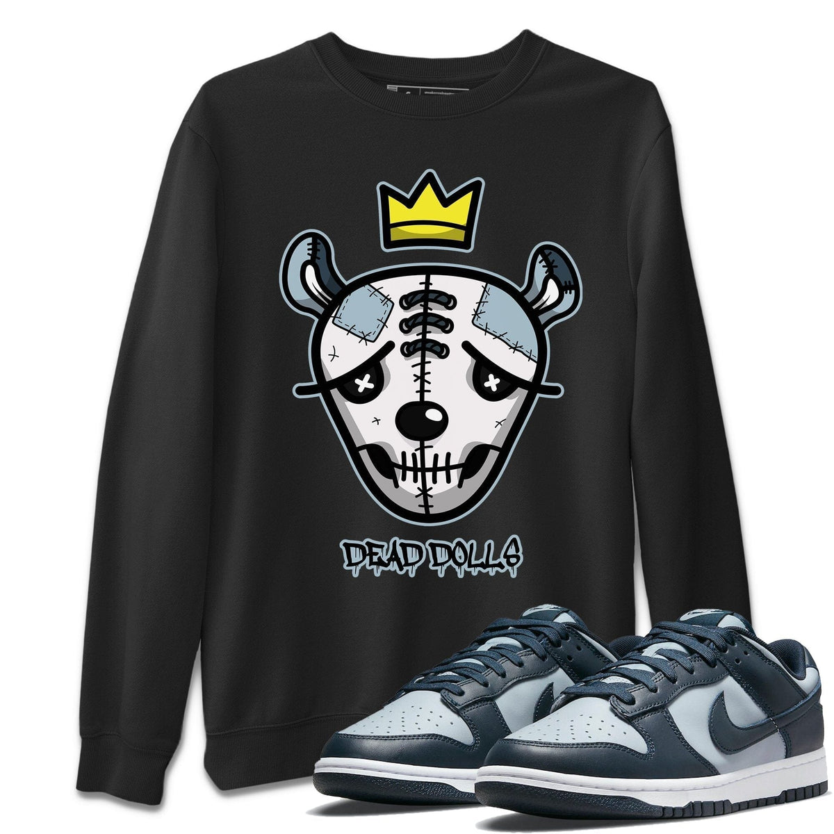 Dunk championship Grey Sneaker Match Tees Dead Dolls Face Sneaker Tees Dunk championship Grey Jordan to match sneaker T-Shirt Crew Neck Shirts