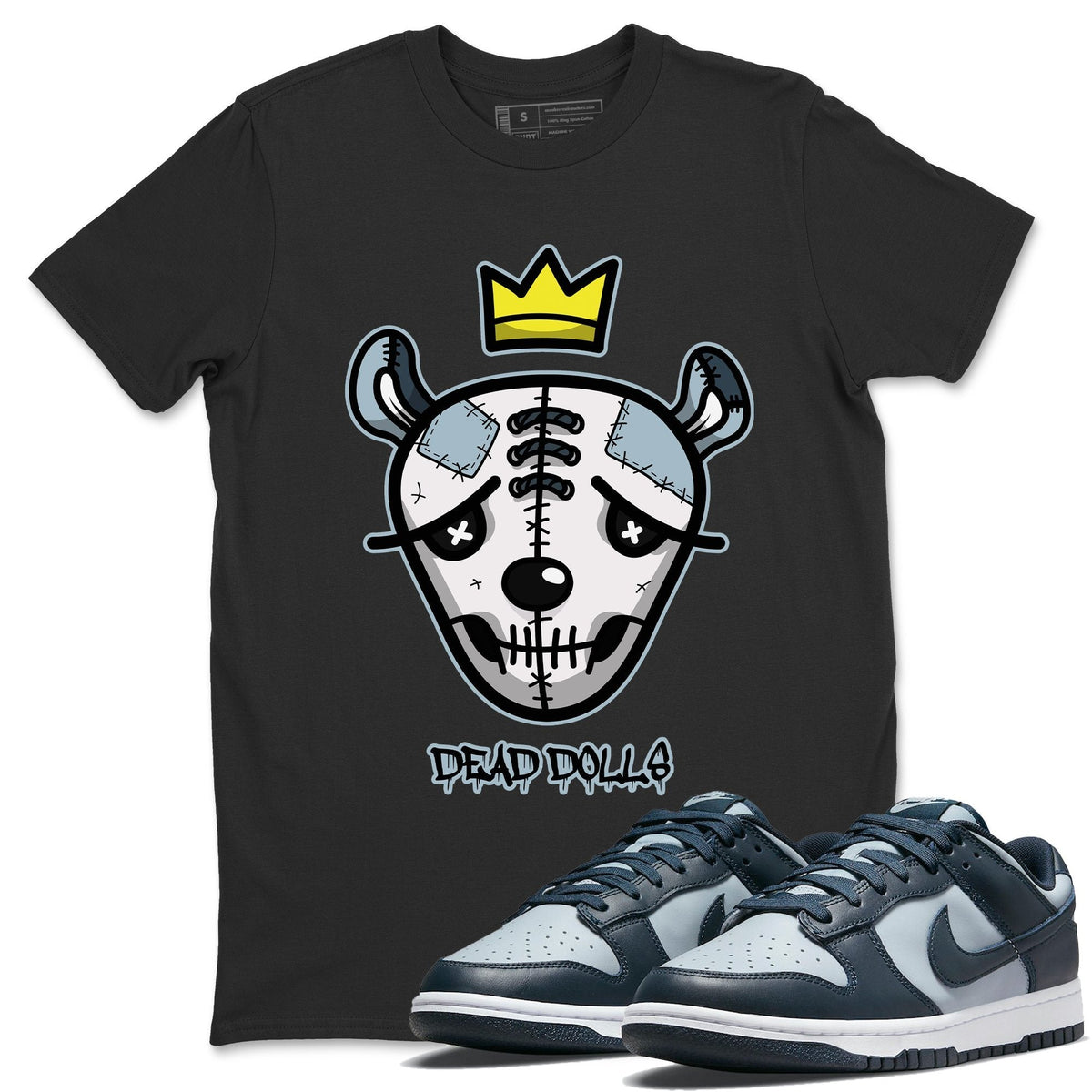 Dunk championship Grey Sneaker Match Tees Dead Dolls Face Sneaker Tees Dunk championship Grey Jordan to match sneaker T-Shirt Crew Neck Shirts