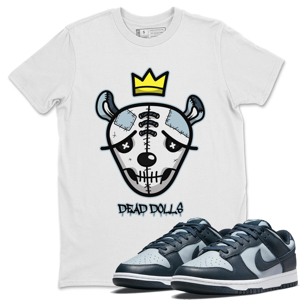 Dunk championship Grey Sneaker Match Tees Dead Dolls Face Sneaker Tees Dunk championship Grey Jordan to match sneaker T-Shirt Crew Neck Shirts
