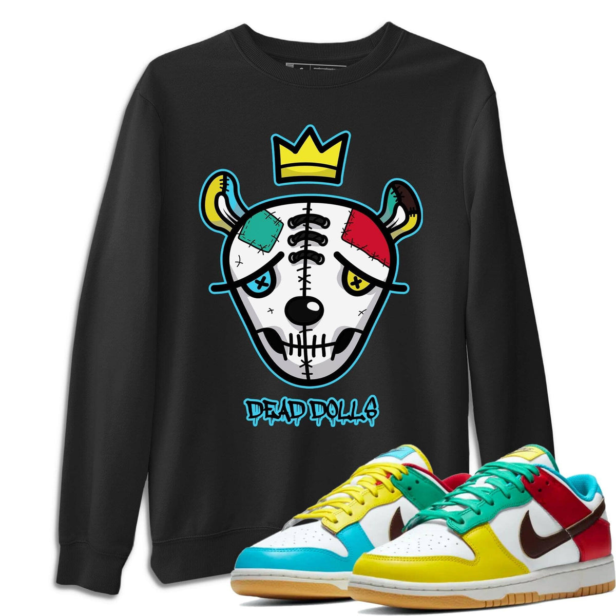 Dunk Free 99 White Sneaker Match Tees Dead Dolls Face Sneaker Tees Dunk Free 99 White Jordan to match sneaker T-Shirt Crew Neck Shirts
