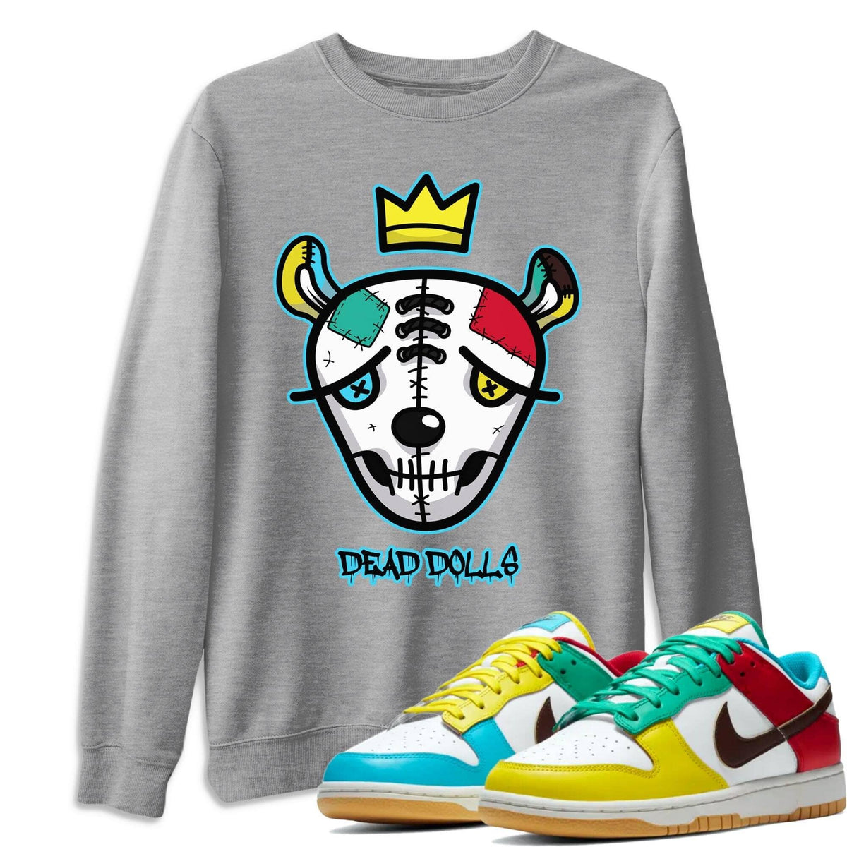 Dunk Free 99 White Sneaker Match Tees Dead Dolls Face Sneaker Tees Dunk Free 99 White Jordan to match sneaker T-Shirt Crew Neck Shirts