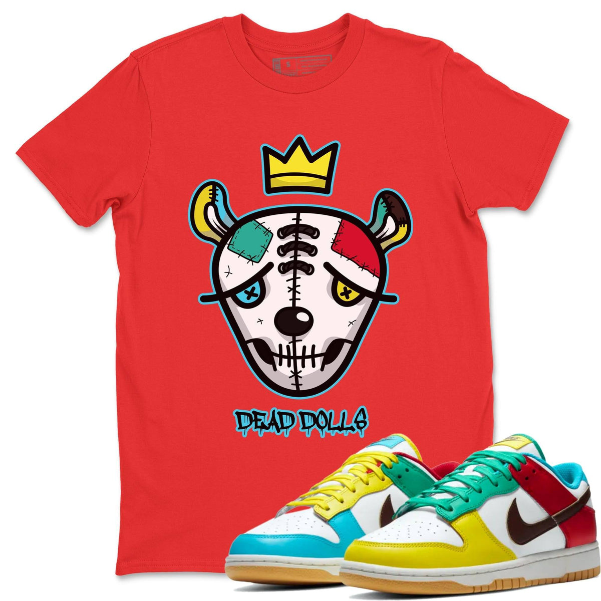 Dunk Free 99 White Sneaker Match Tees Dead Dolls Face Sneaker Tees Dunk Free 99 White Jordan to match sneaker T-Shirt Crew Neck Shirts
