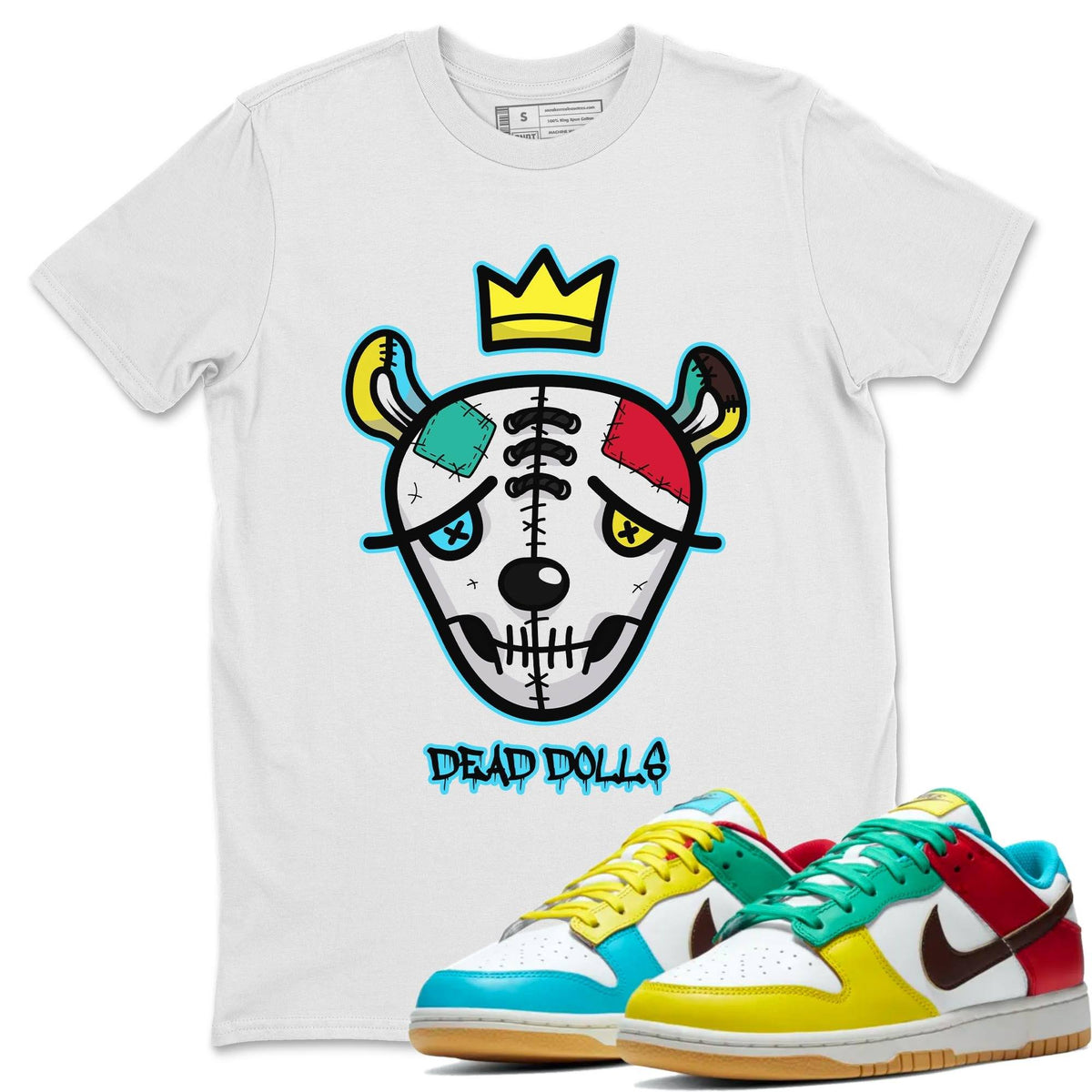 Dunk Free 99 White Sneaker Match Tees Dead Dolls Face Sneaker Tees Dunk Free 99 White Jordan to match sneaker T-Shirt Crew Neck Shirts