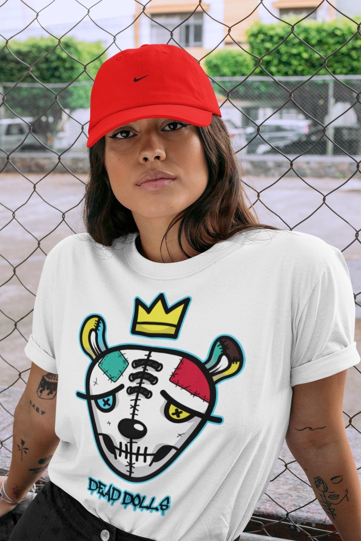 Dunk Free 99 White Sneaker Match Tees Dead Dolls Face Sneaker Tees Dunk Free 99 White Jordan to match sneaker T-Shirt Crew Neck Shirts
