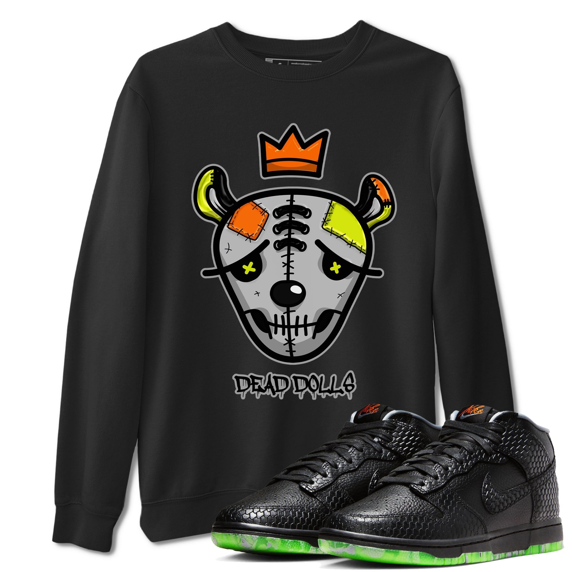 Nike Dunk Halloween shirt to match jordans Dead Dolls Face sneaker tees Nike Dunk Mid Halloween Drip Gear Zone Sneaker Matching Clothing Brand Unisex Sneaker Tee Black 1 T-Shirt
