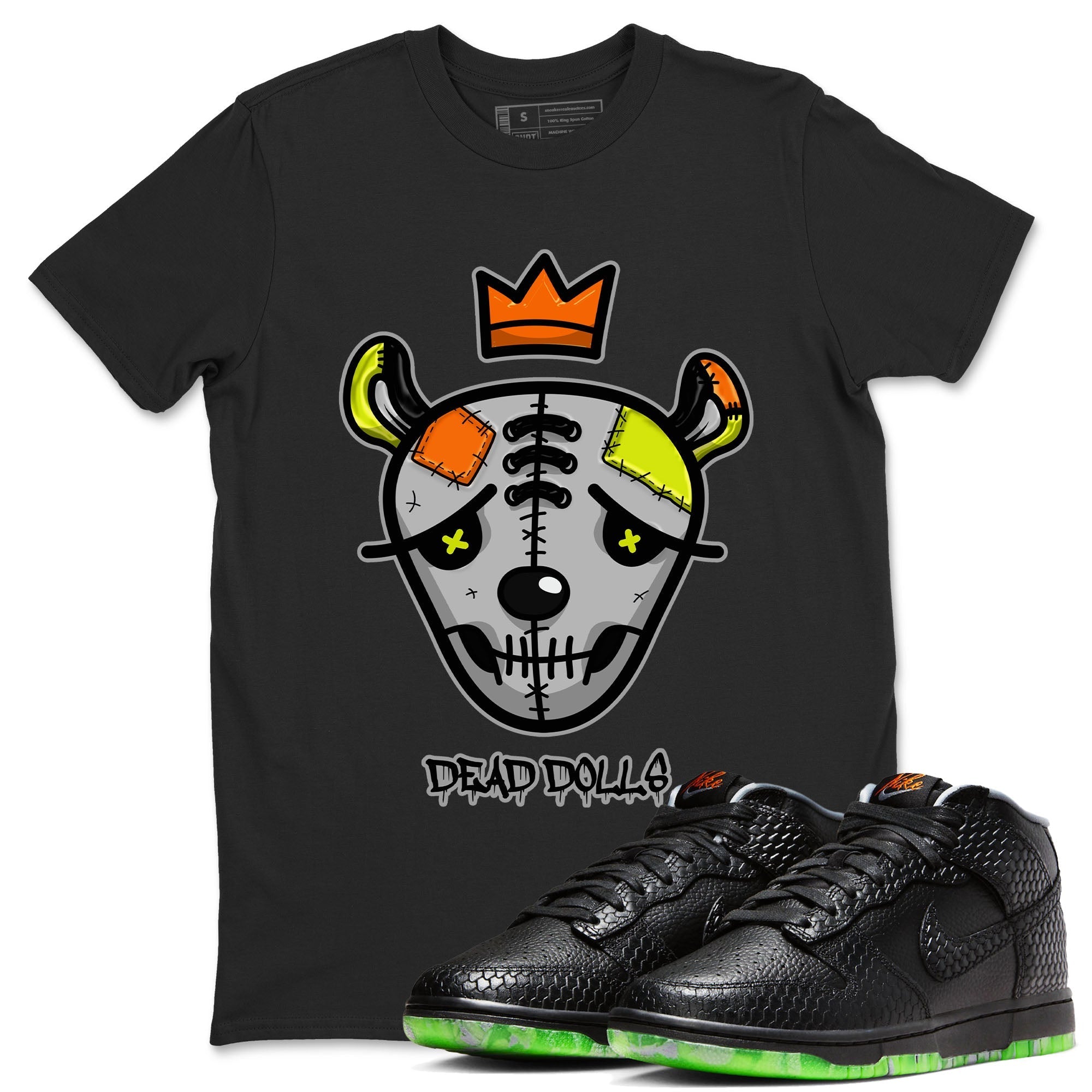 Nike Dunk Halloween shirt to match jordans Dead Dolls Face sneaker tees Nike Dunk Mid Halloween Drip Gear Zone Sneaker Matching Clothing Brand Unisex Sneaker Tee Black 1 T-Shirt