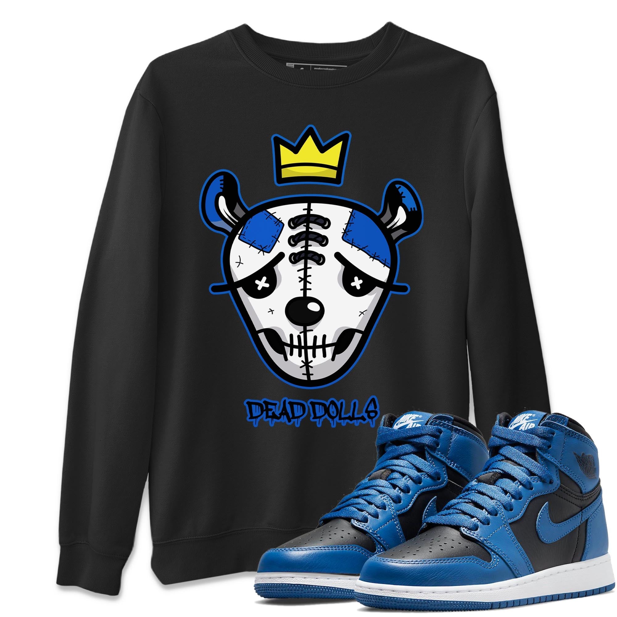 Jordan 1 Dark Marina Blue Sneaker Matching T-Shirt Dead Dolls Face Sneaker Tees Jordan 1 Dark Marina Blue Sneaker Release Tees Crew Neck Tees