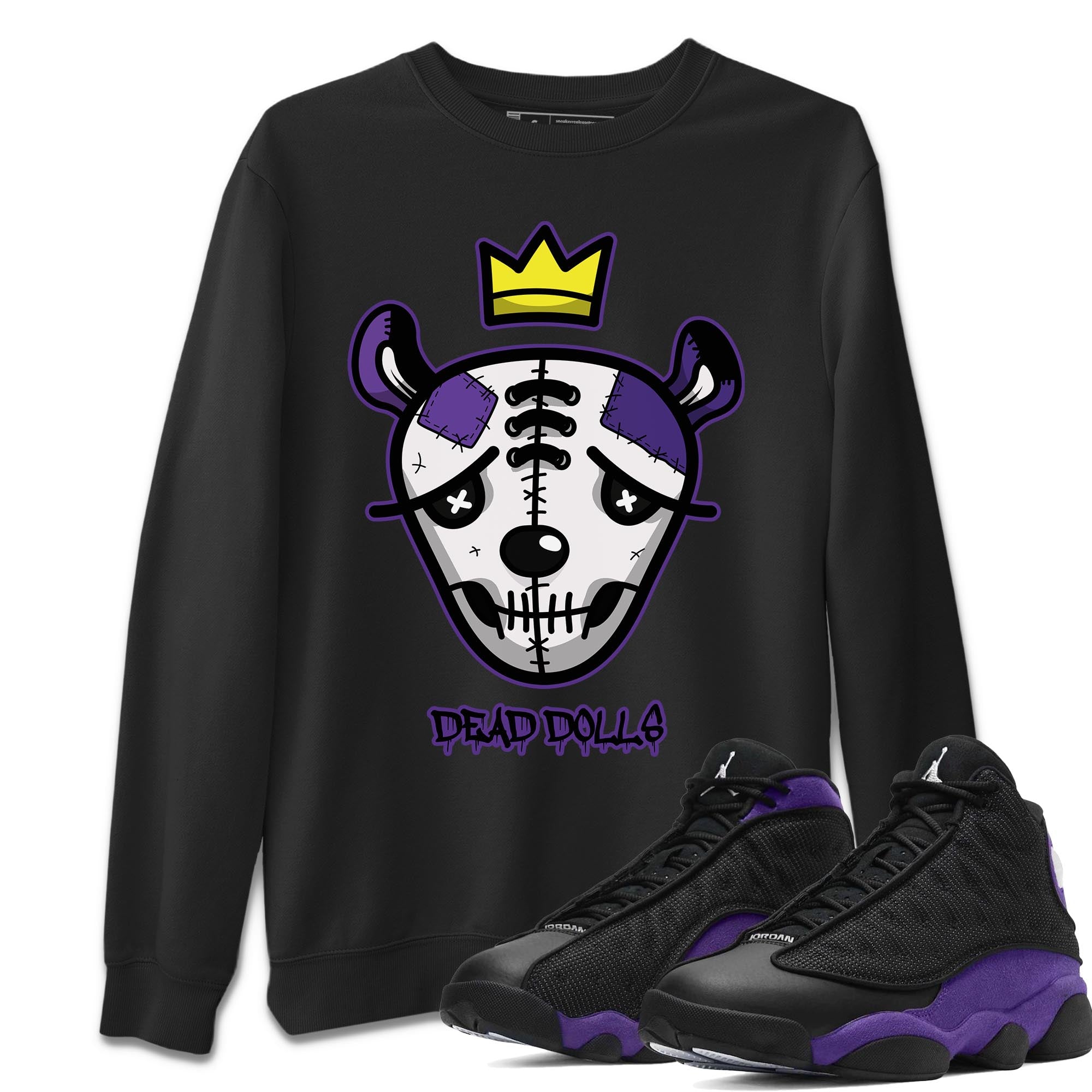 Jordan 13 Court Purple Shirt To Match Jordans Dead Dolls Face Sneaker Tees Jordan 13 Court Purple Drip Gear Zone Sneaker Matching Clothing Unisex Shirts