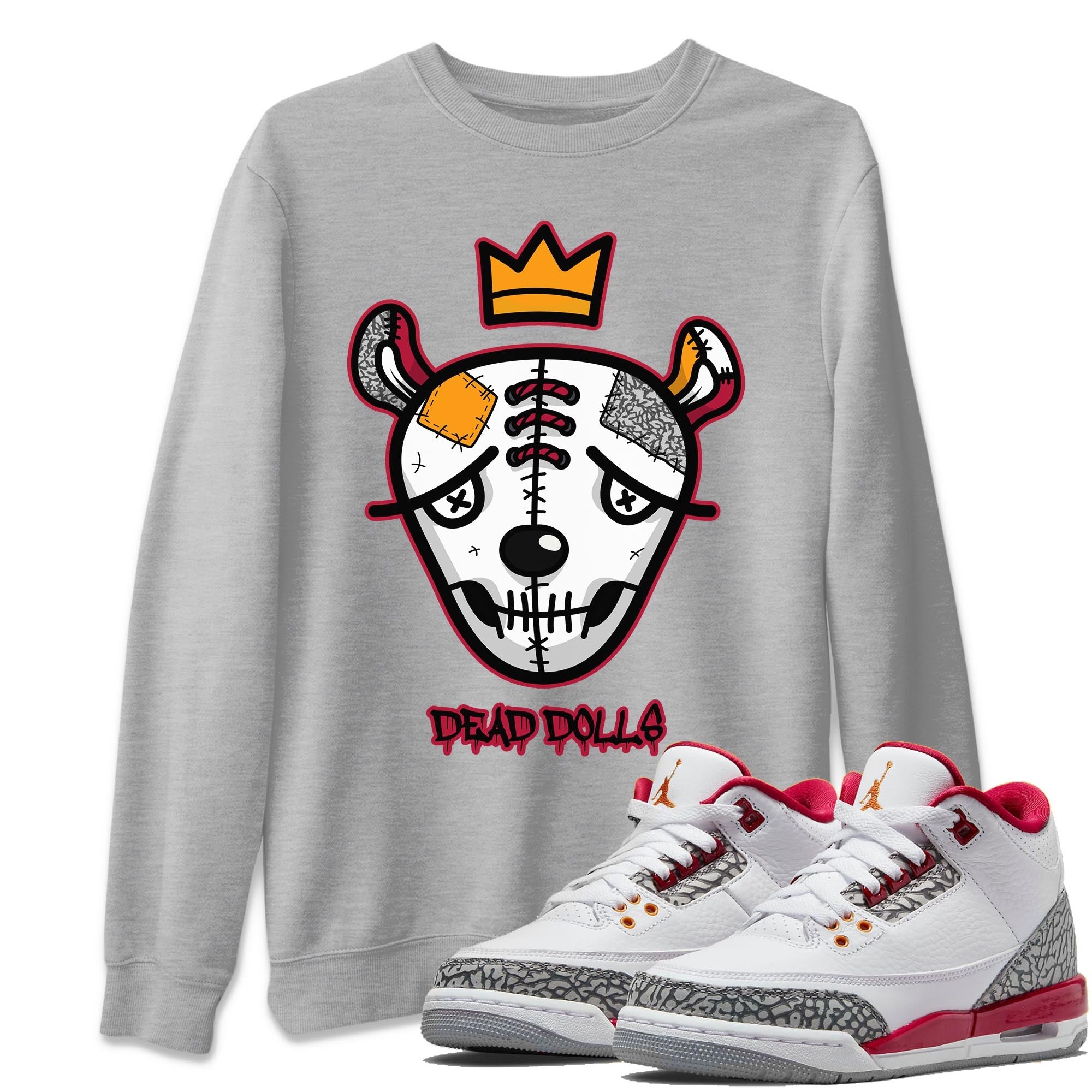 Jordan 3 Cardinal Shirt To Match Jordans Dead Dolls Face Sneaker Tees Jordan 3 Cardinal Drip Gear Zone Sneaker Matching Clothing Unisex Shirts