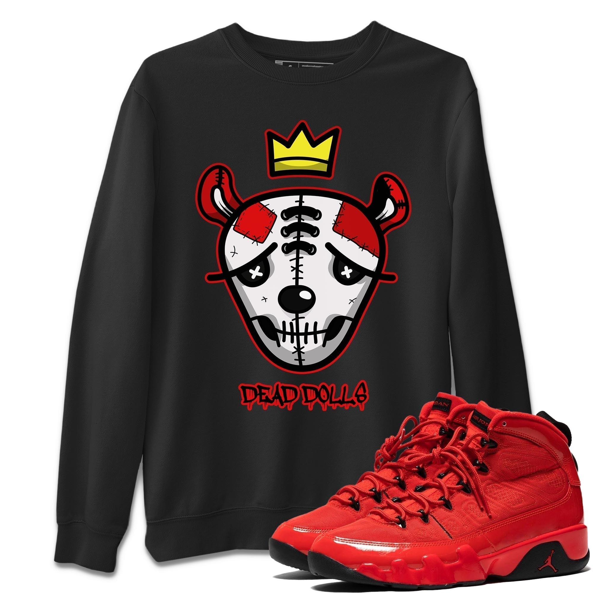 Jordan 9 Chile Red Shirt To Match Jordans Dead Dolls Face Sneaker Tees Jordan 9 Chile Red Drip Gear Zone Sneaker Matching Clothing Unisex Shirts