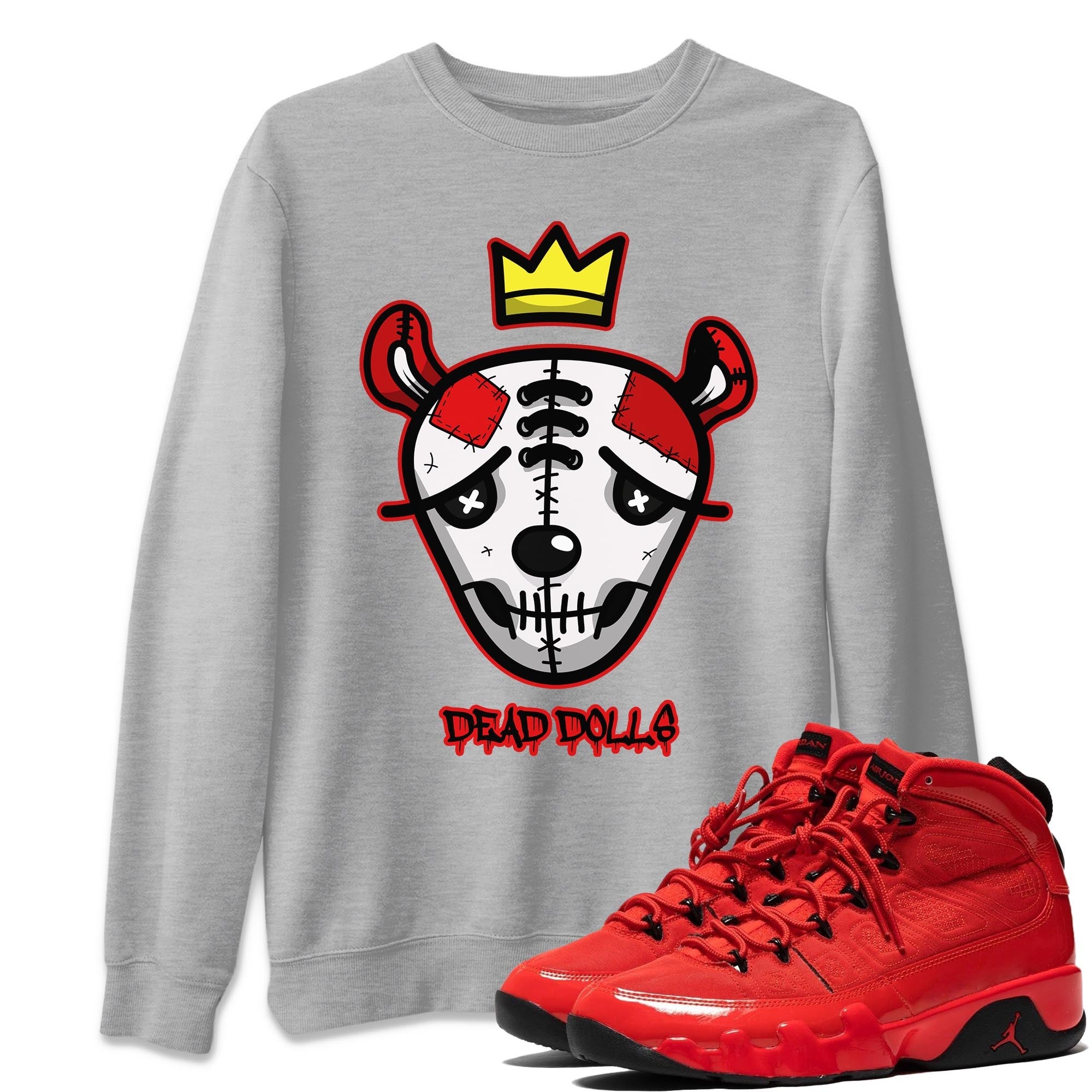 Jordan 9 Chile Red Shirt To Match Jordans Dead Dolls Face Sneaker Tees Jordan 9 Chile Red Drip Gear Zone Sneaker Matching Clothing Unisex Shirts