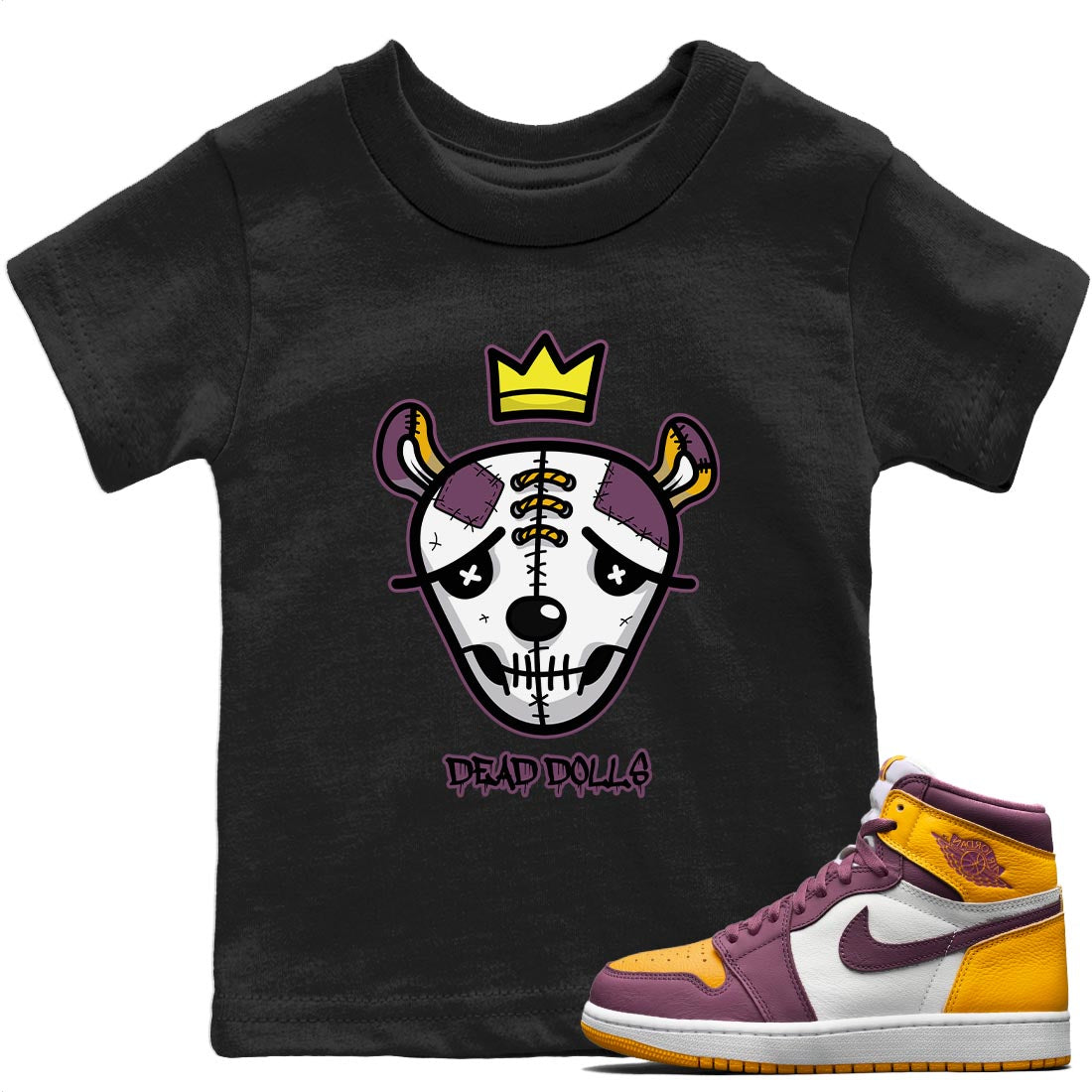 Jordan 1 Brotherhood Sneaker Matching T-Shirt Dead Dolls Face Sneaker Tees Jordan 1 Brotherhood Sneaker Release Tees Kids Shirts