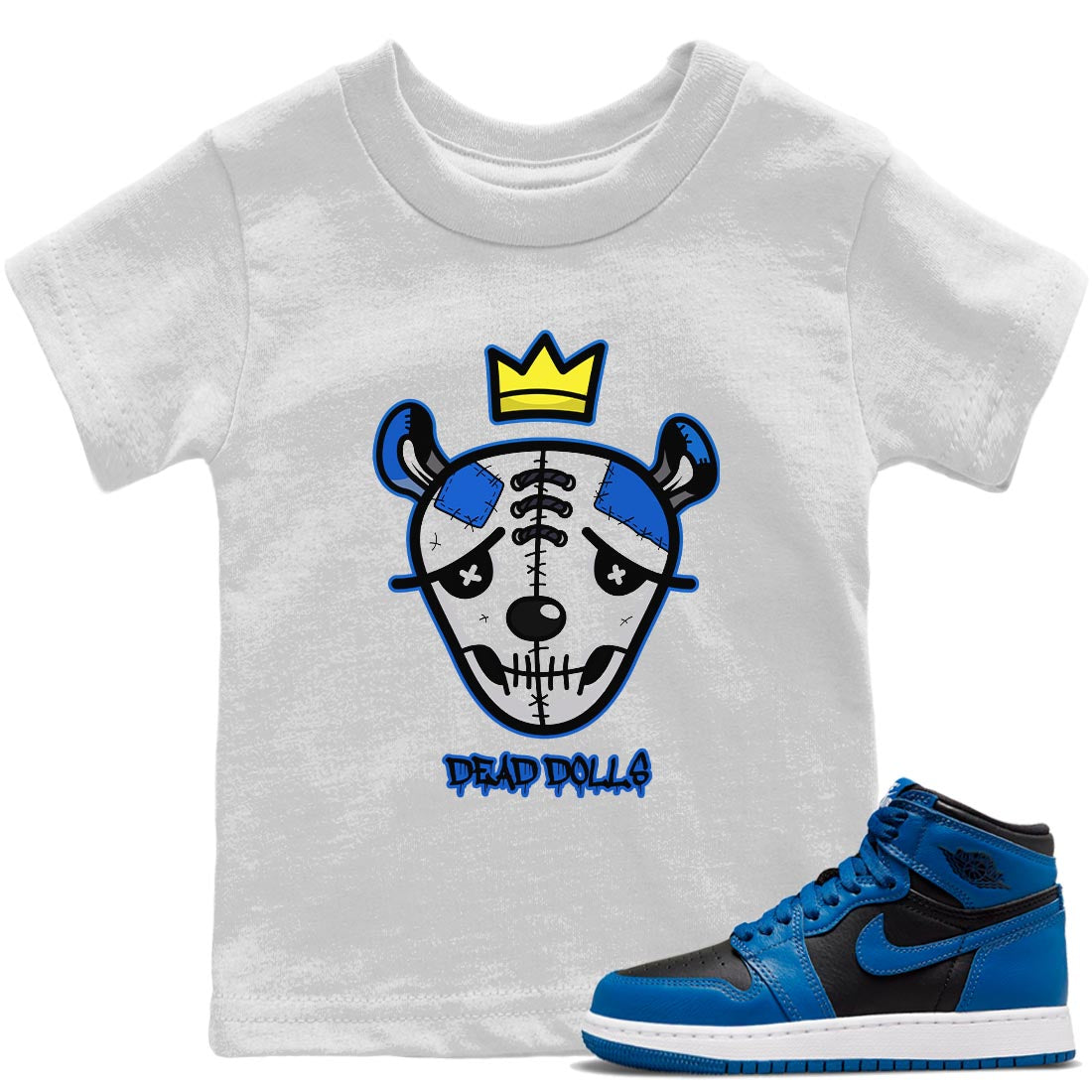 Jordan 1 Dark Marina Blue Sneaker Matching T-Shirt Dead Dolls Face Sneaker Tees Jordan 1 Dark Marina Blue Sneaker Release Tees Kids Shirts