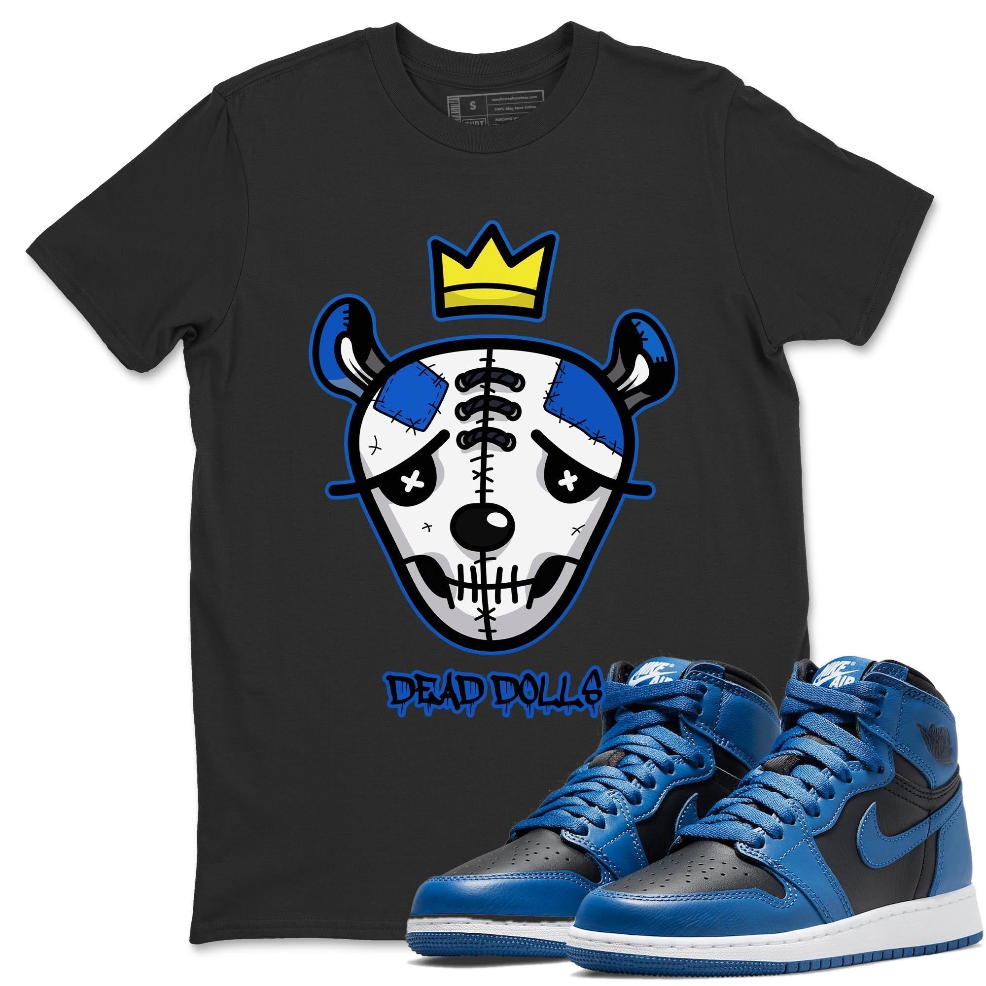 Jordan 1 Dark Marina Blue Sneaker Matching T-Shirt Dead Dolls Face Sneaker Tees Jordan 1 Dark Marina Blue Sneaker Release Tees Crew Neck Tees