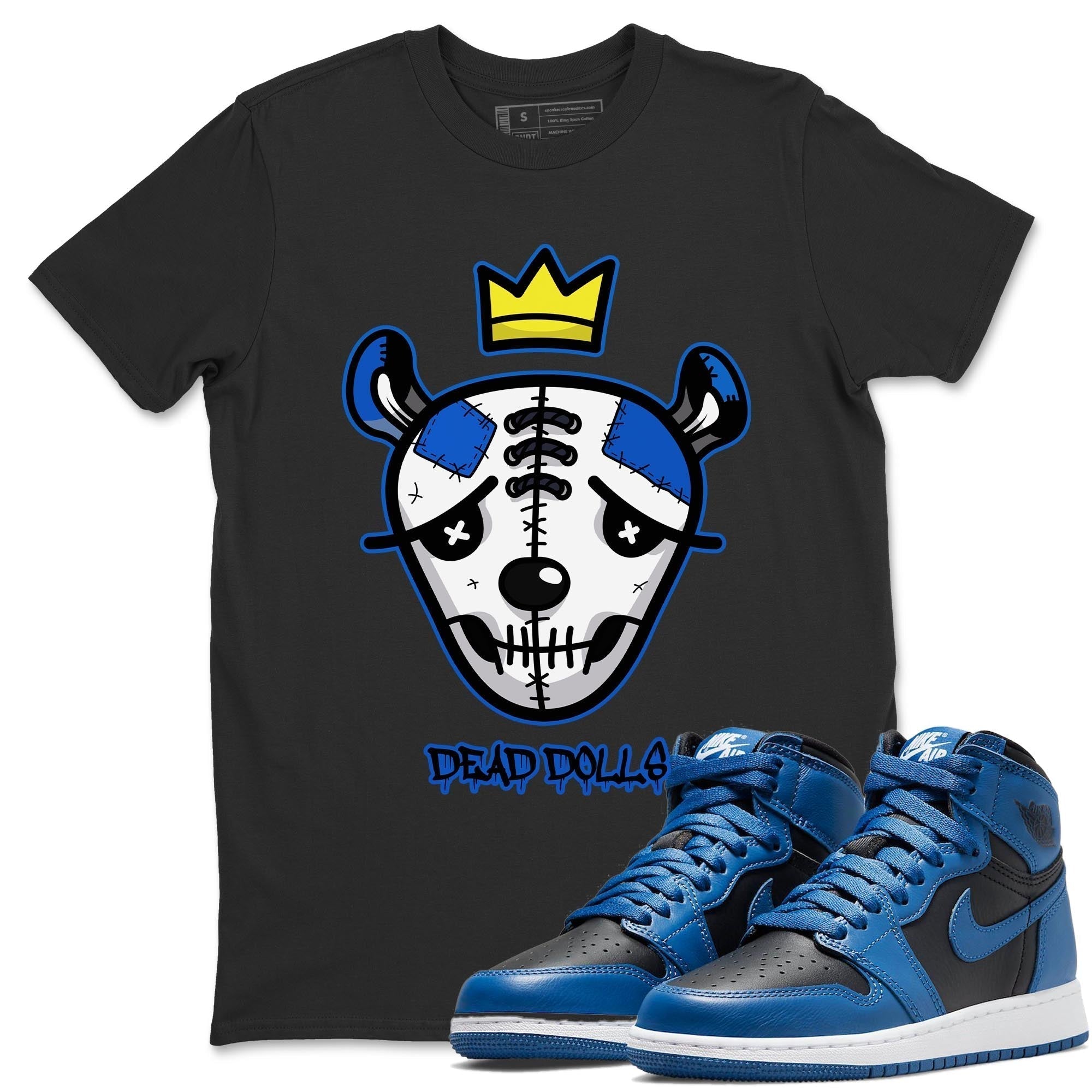 Jordan 1 Dark Marina Blue Sneaker Matching T-Shirt Dead Dolls Face Sneaker Tees Jordan 1 Dark Marina Blue Sneaker Release Tees Crew Neck Tees