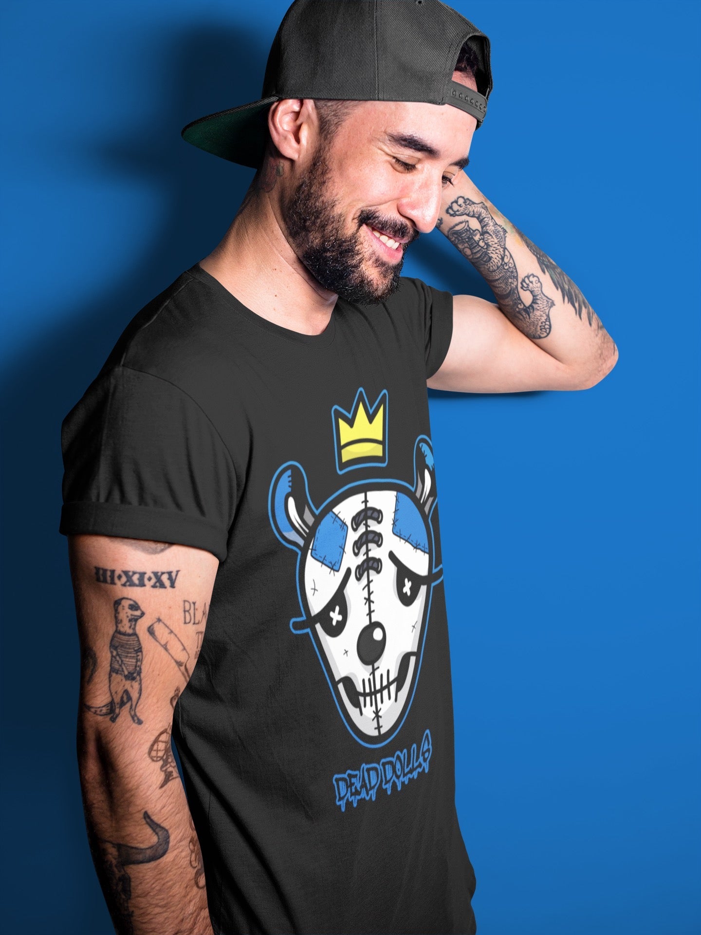 Jordan 1 Dark Marina Blue Sneaker Matching T-Shirt Dead Dolls Face Sneaker Tees Jordan 1 Dark Marina Blue Sneaker Release Tees Crew Neck Tees