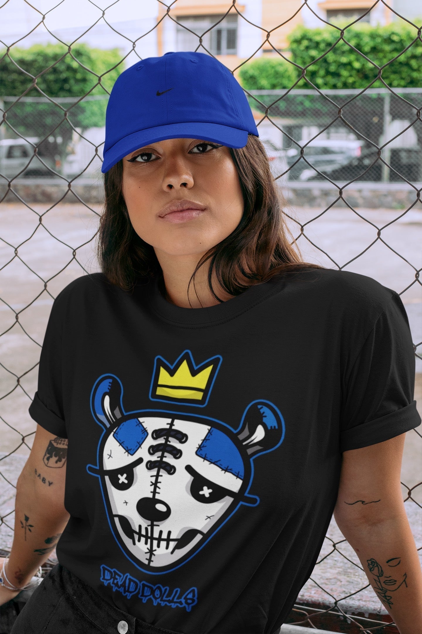Jordan 1 Dark Marina Blue Sneaker Matching T-Shirt Dead Dolls Face Sneaker Tees Jordan 1 Dark Marina Blue Sneaker Release Tees Crew Neck Tees
