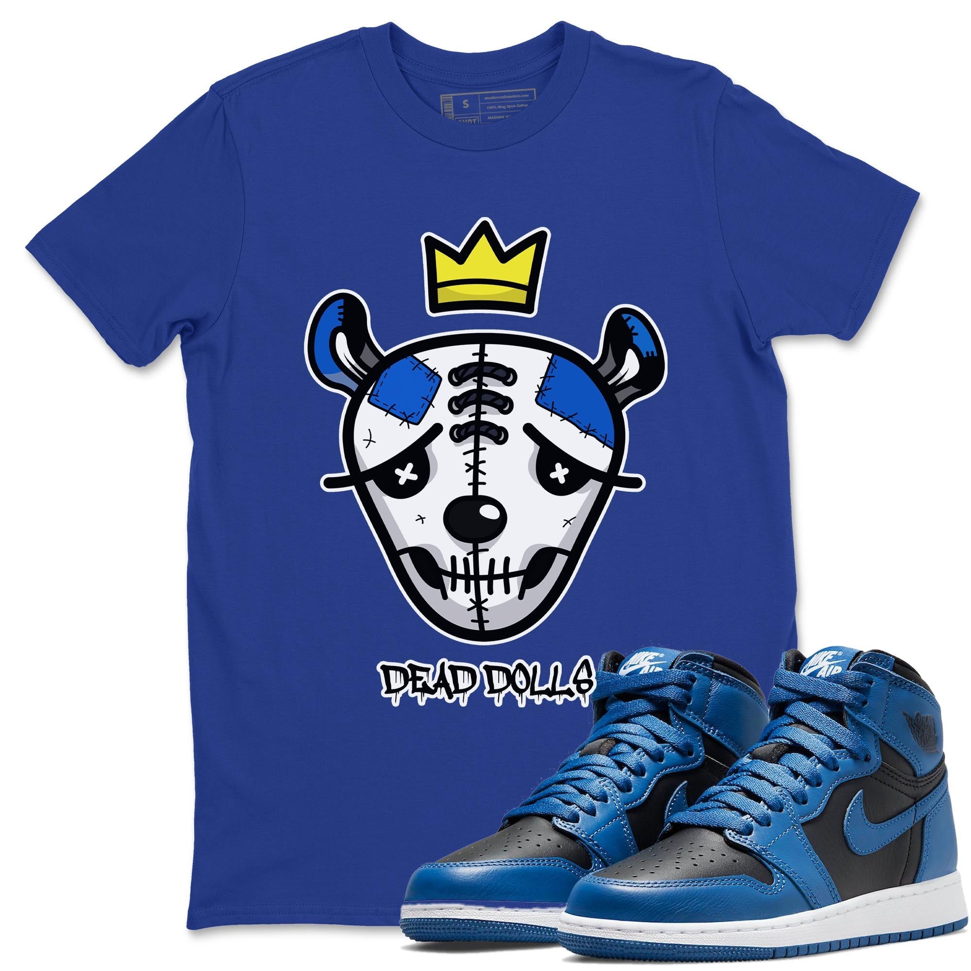 Jordan 1 Dark Marina Blue Sneaker Matching T-Shirt Dead Dolls Face Sneaker Tees Jordan 1 Dark Marina Blue Sneaker Release Tees Crew Neck Tees