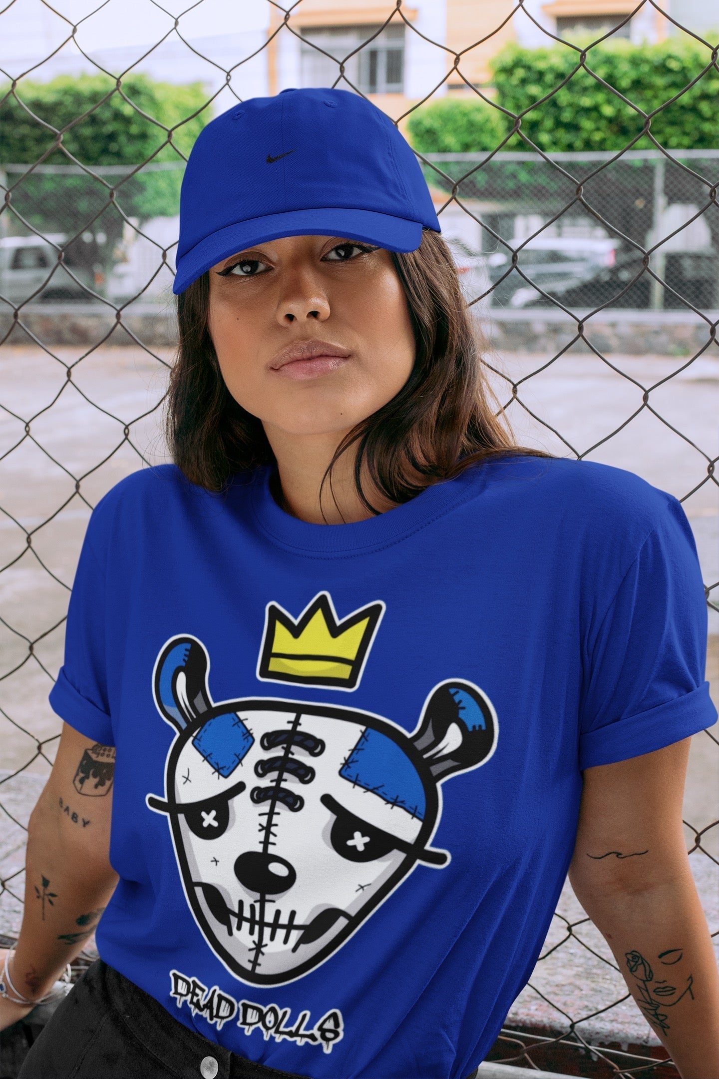 Jordan 1 Dark Marina Blue Sneaker Matching T-Shirt Dead Dolls Face Sneaker Tees Jordan 1 Dark Marina Blue Sneaker Release Tees Crew Neck Tees