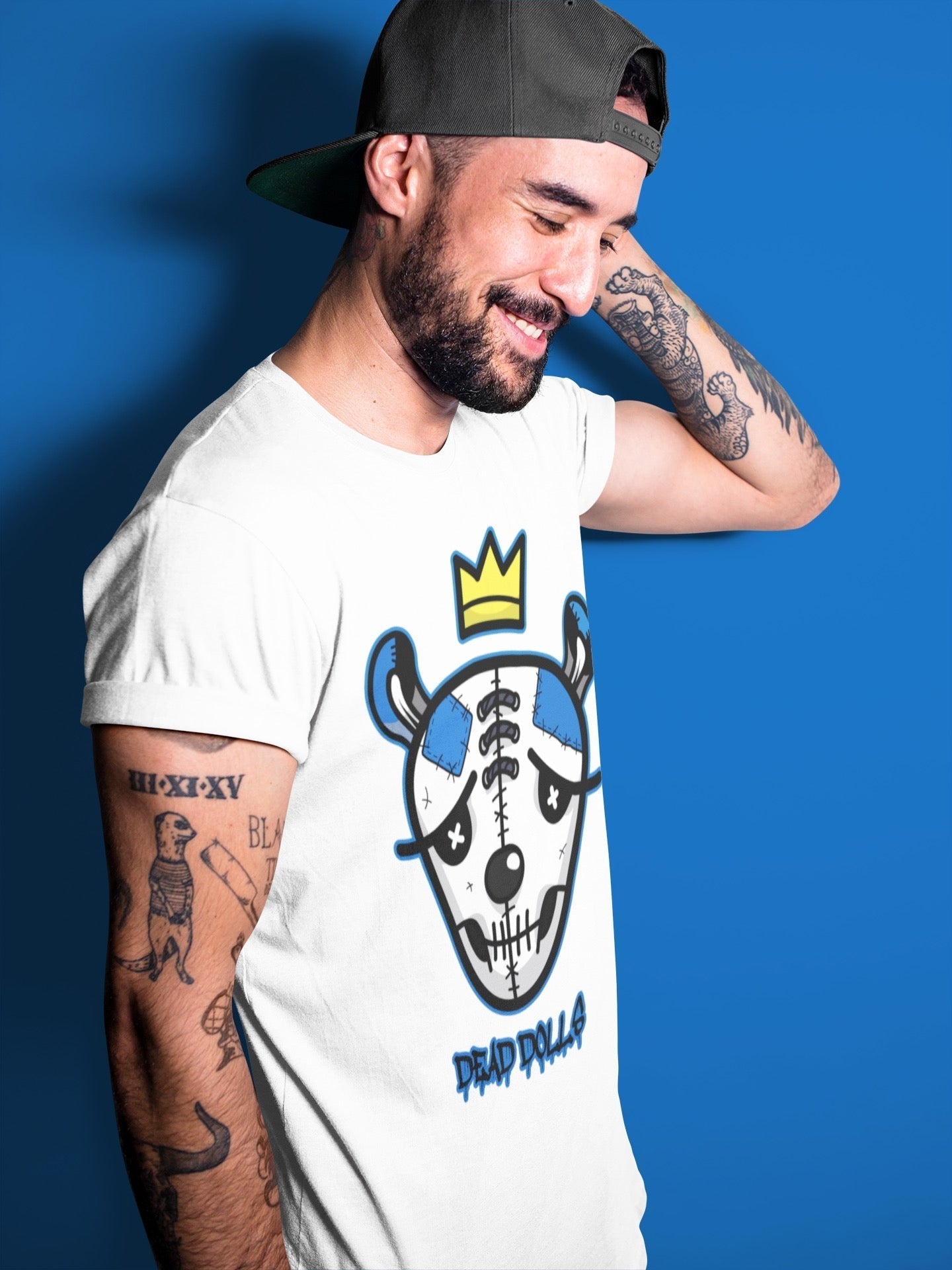 Jordan 1 Dark Marina Blue Sneaker Matching T-Shirt Dead Dolls Face Sneaker Tees Jordan 1 Dark Marina Blue Sneaker Release Tees Crew Neck Tees