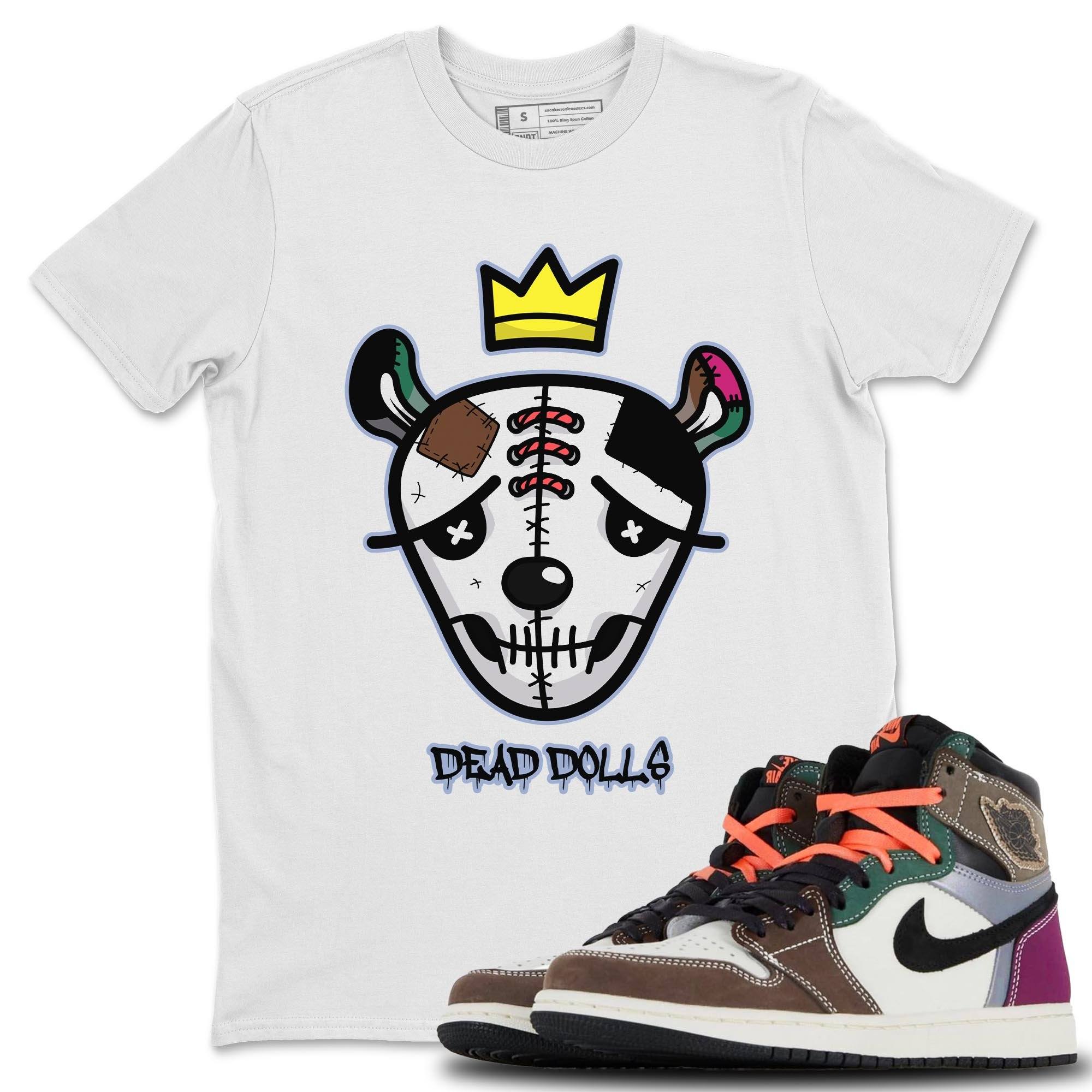 Jordan 1 Hand Crafted Sneaker Matching T-Shirt Dead Dolls Face Sneaker Tees Jordan 1 Hand Crafted Sneaker Release Tees Crew Neck Tees