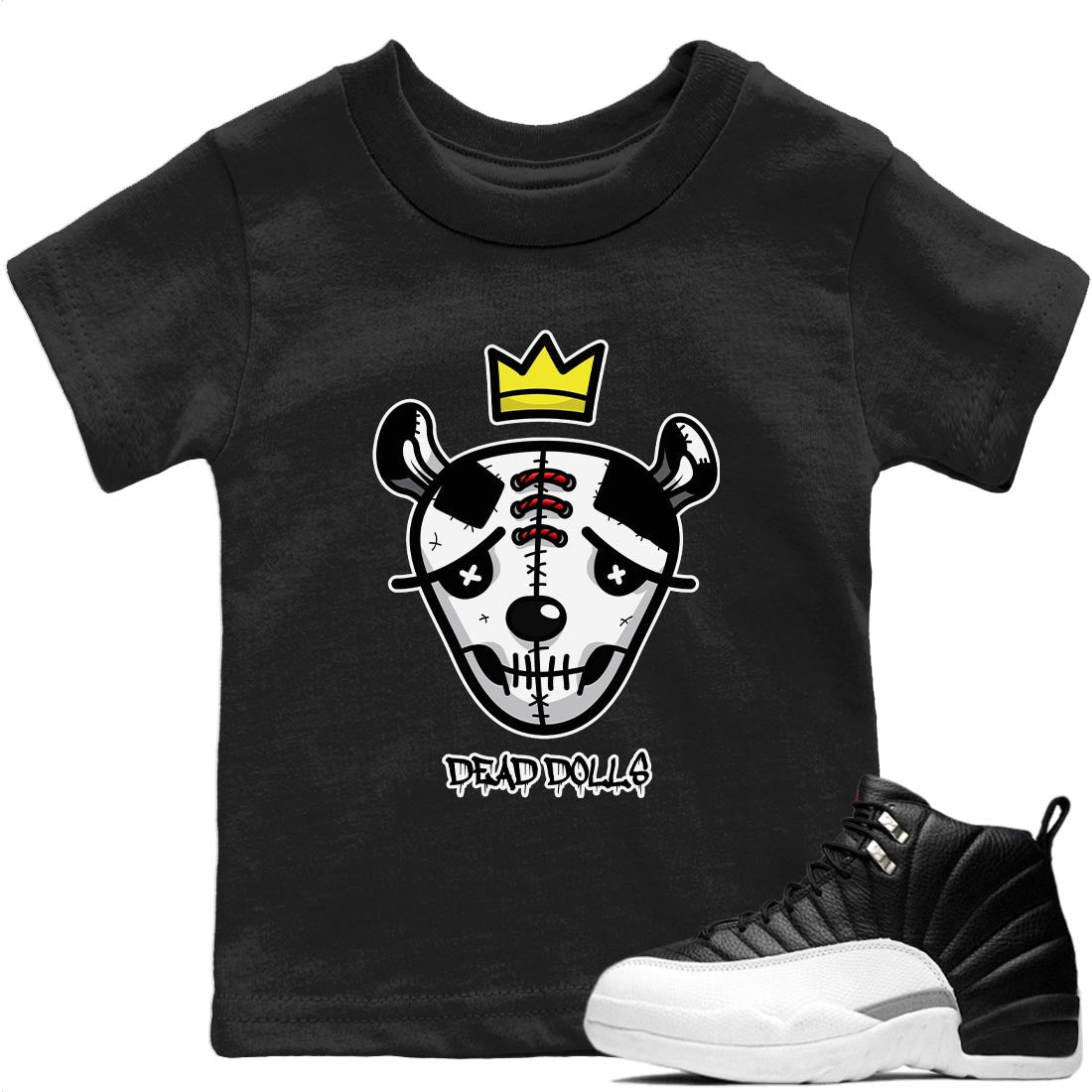 Jordan 12 Playoffs Sneaker Matching T-Shirt Dead Dolls Face Sneaker Tees Jordan 12 Playoffs Sneaker Release Tees Kids Shirts