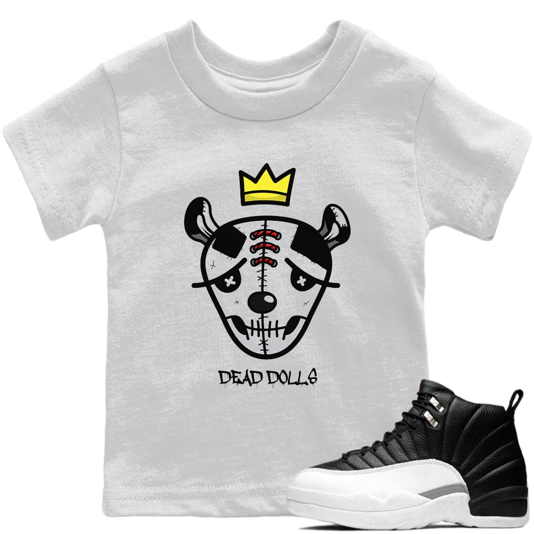 Jordan 12 Playoffs Sneaker Matching T-Shirt Dead Dolls Face Sneaker Tees Jordan 12 Playoffs Sneaker Release Tees Kids Shirts