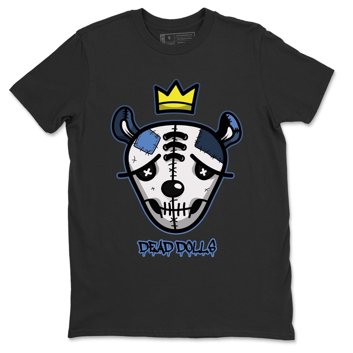Jordan 13 Brave Blue Sneaker Matching T-Shirt Dead Dolls Face Sneaker Tees Jordan 13 Brave Blue Sneaker Release Tees Crew Neck Tees