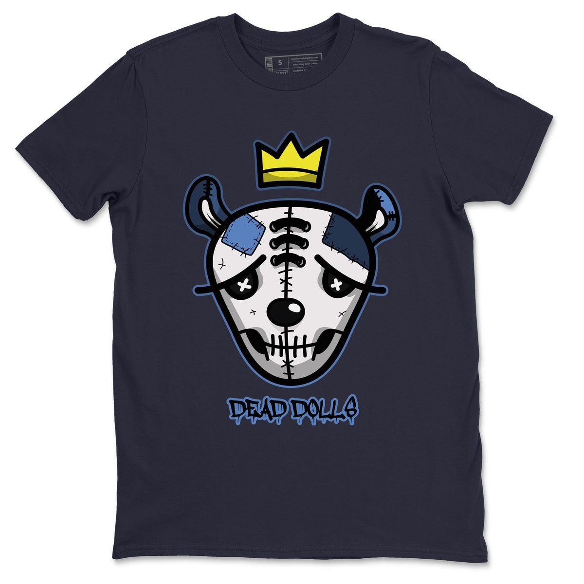 Jordan 13 Brave Blue Sneaker Matching T-Shirt Dead Dolls Face Sneaker Tees Jordan 13 Brave Blue Sneaker Release Tees Crew Neck Tees