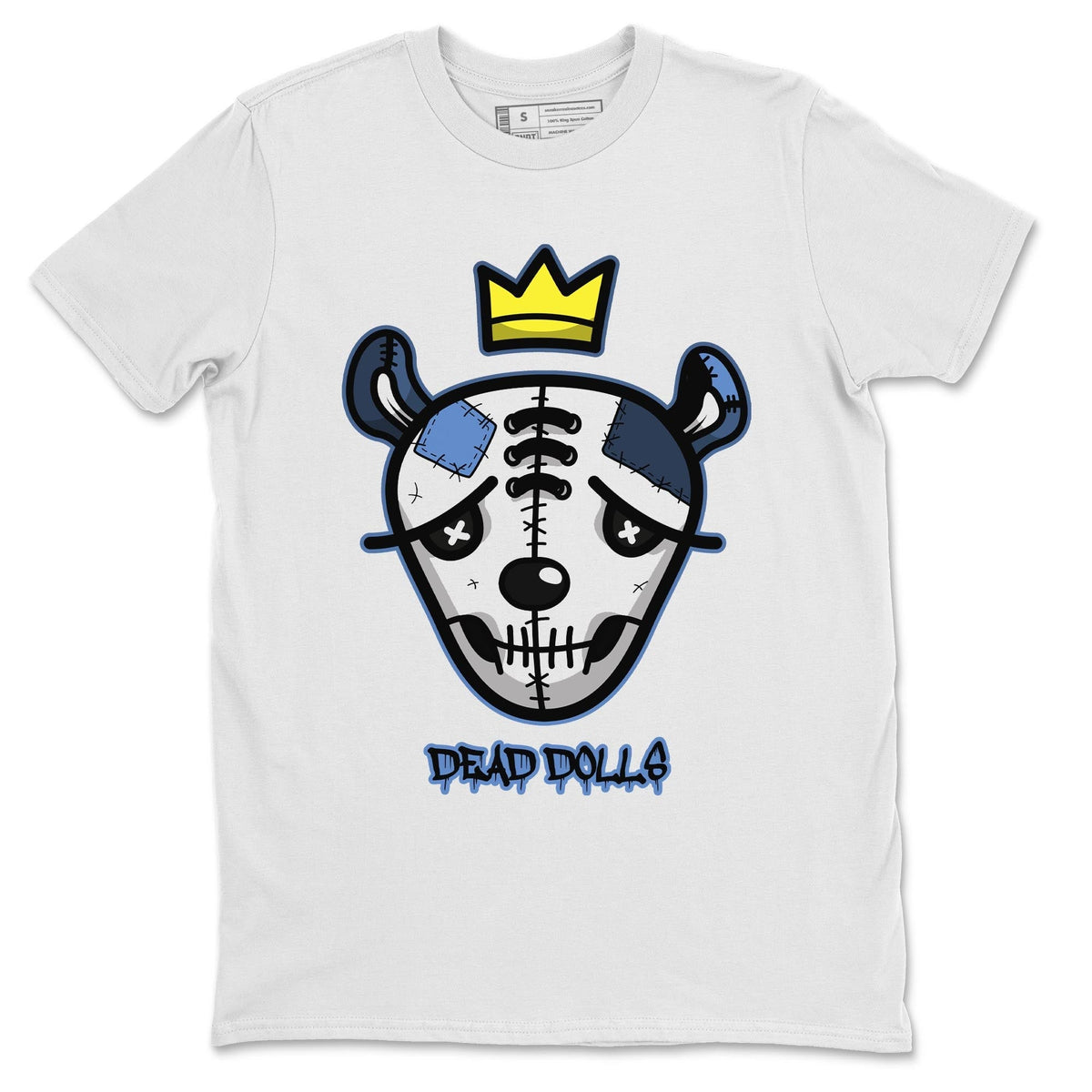 Jordan 13 Brave Blue Sneaker Matching T-Shirt Dead Dolls Face Sneaker Tees Jordan 13 Brave Blue Sneaker Release Tees Crew Neck Tees