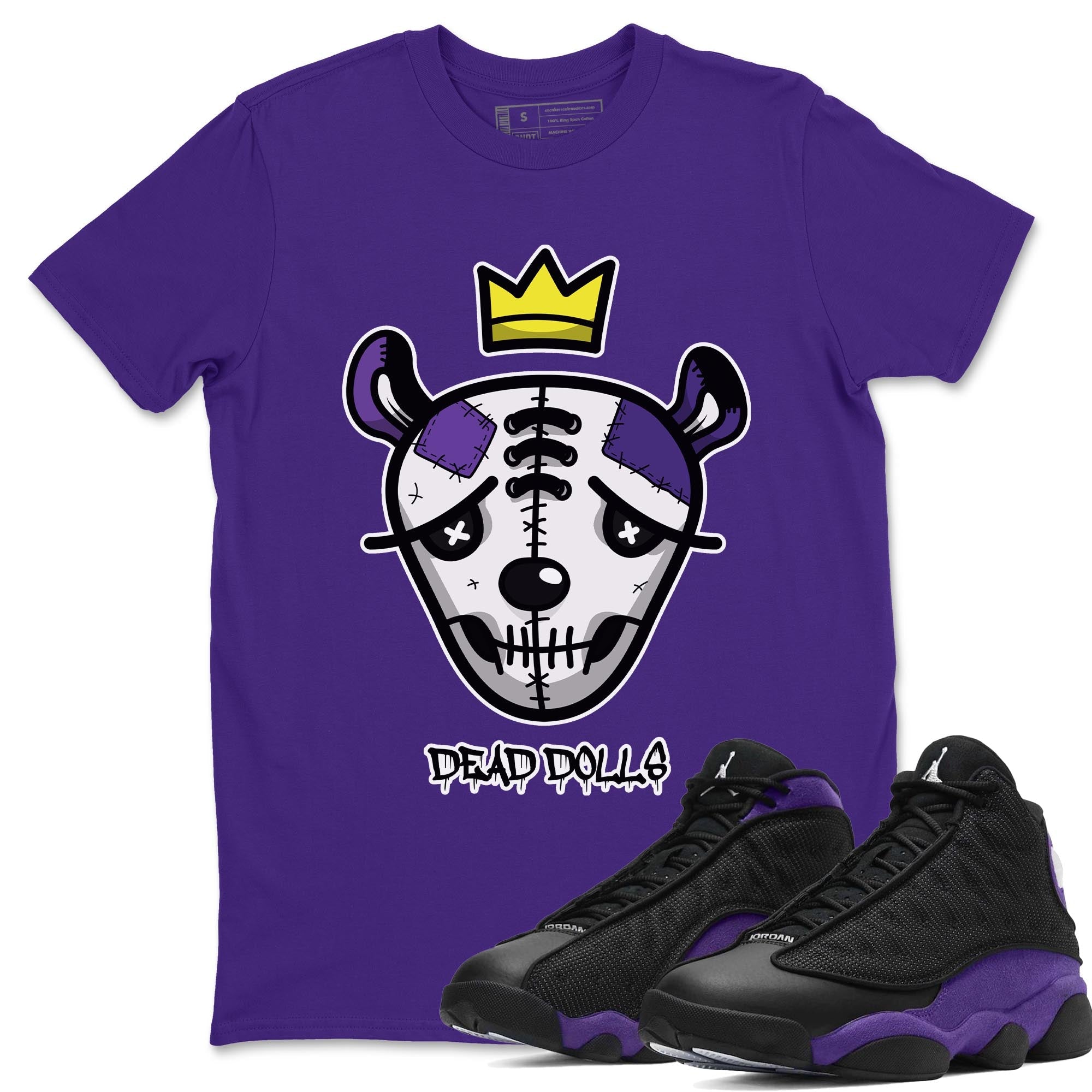 Jordan 13 Court Purple Shirt To Match Jordans Dead Dolls Face Sneaker Tees Jordan 13 Court Purple Drip Gear Zone Sneaker Matching Clothing Unisex Shirts