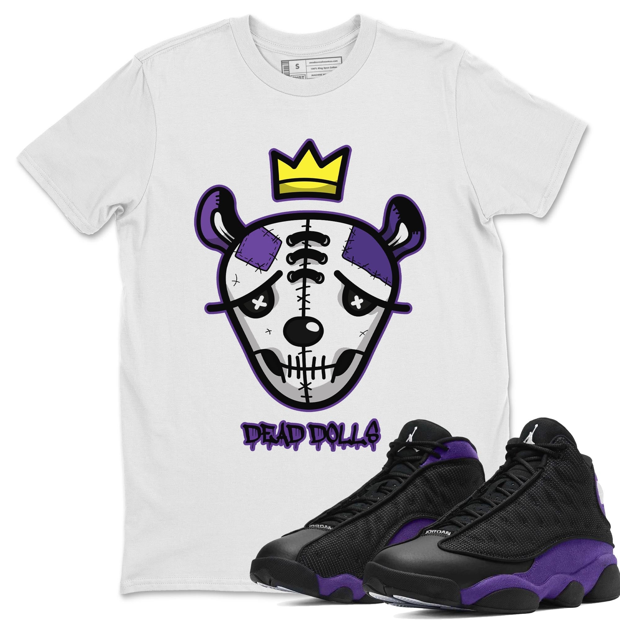Jordan 13 Court Purple Shirt To Match Jordans Dead Dolls Face Sneaker Tees Jordan 13 Court Purple Drip Gear Zone Sneaker Matching Clothing Unisex Shirts