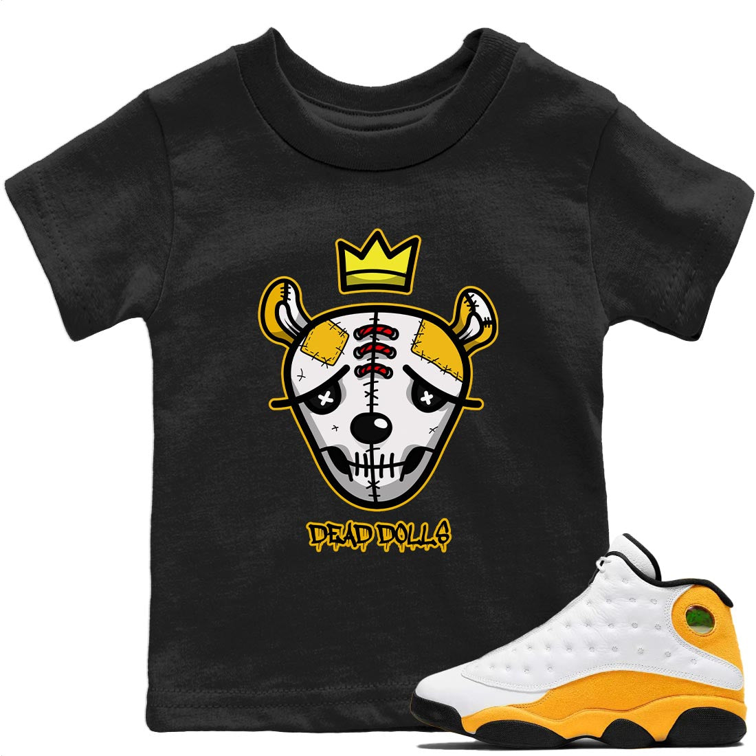 Jordan 13 Del Sol Sneaker Matching T-Shirt Dead Dolls Face Sneaker Tees Jordan 13 Del Sol Sneaker Release Tees Kids Shirts