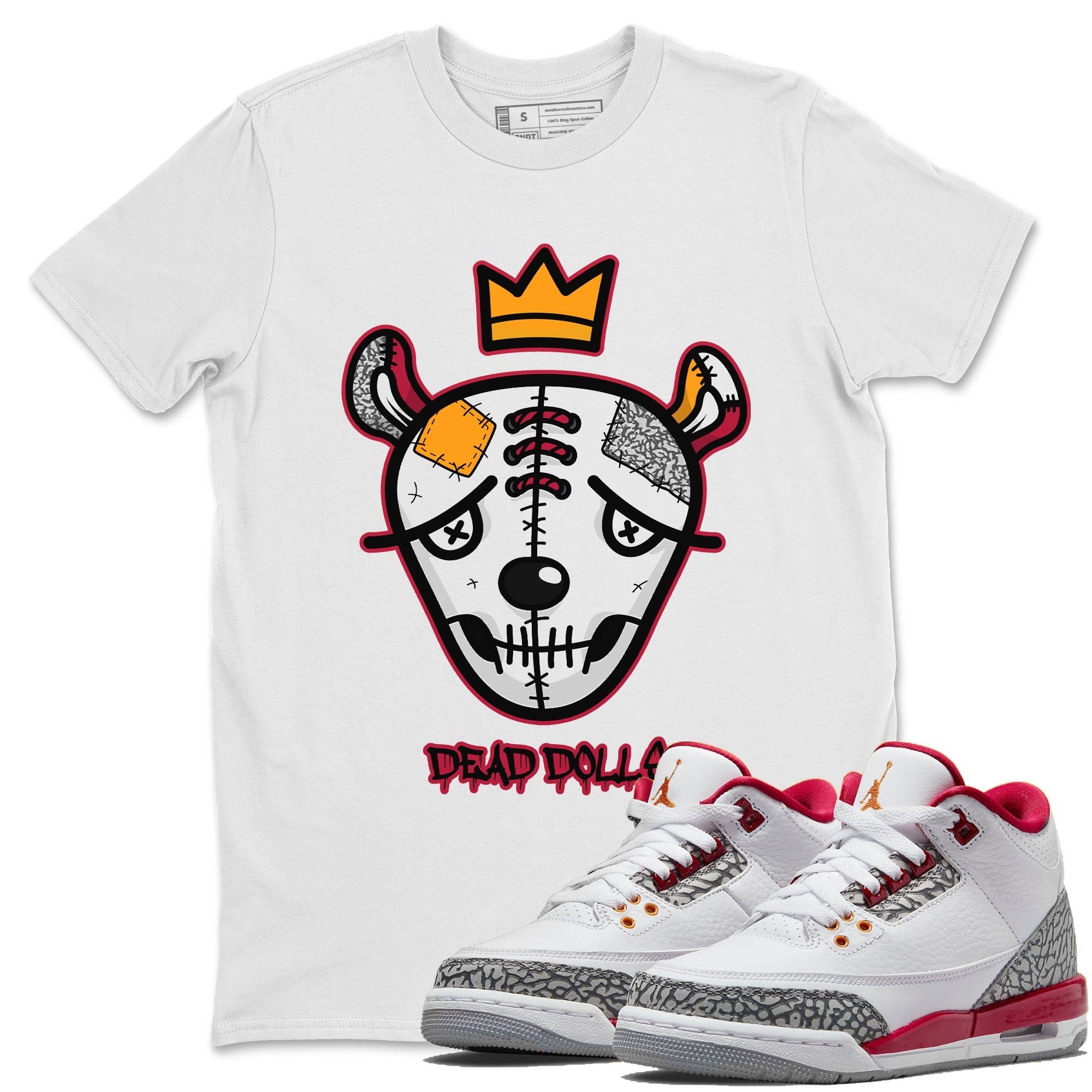 Jordan 3 Cardinal Shirt To Match Jordans Dead Dolls Face Sneaker Tees Jordan 3 Cardinal Drip Gear Zone Sneaker Matching Clothing Unisex Shirts