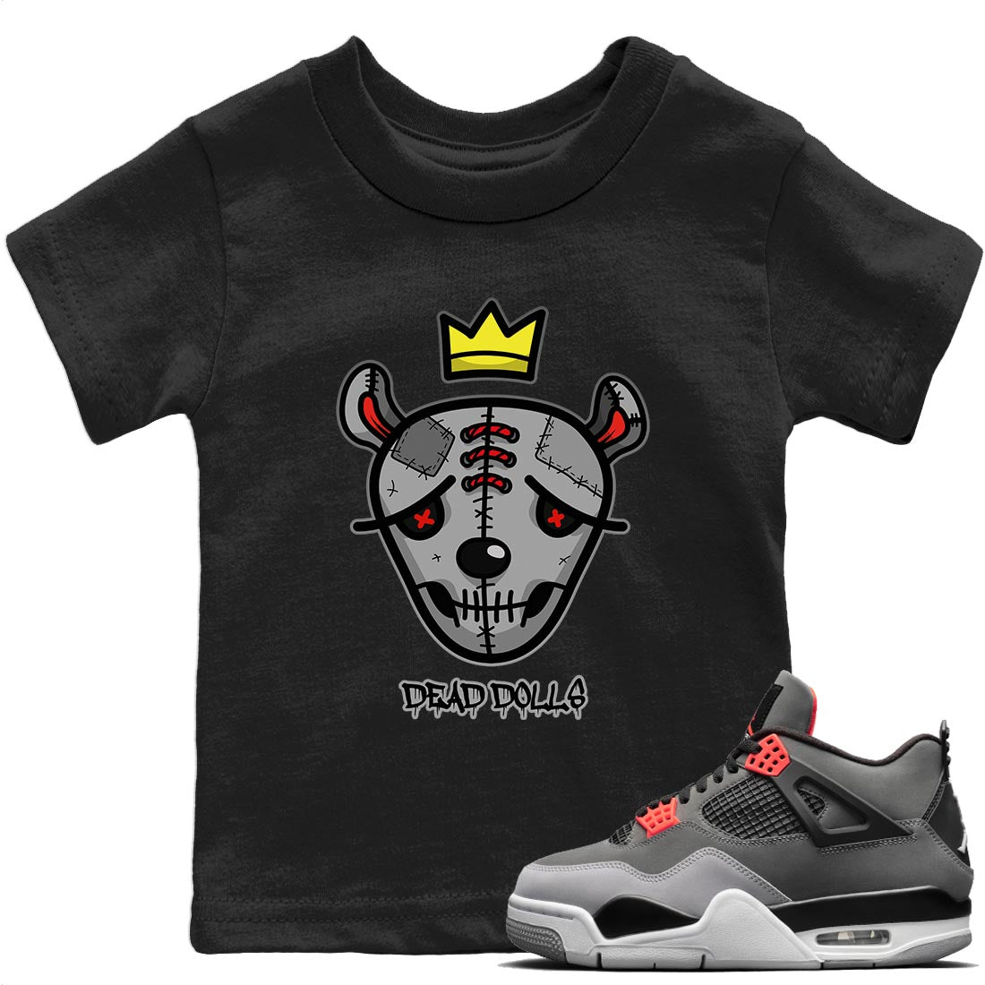 Jordan 4 Infrared Sneaker Matching T-Shirt Dead Dolls Face Sneaker Tees Jordan 4 Infrared Sneaker Release Tees Kids Shirts