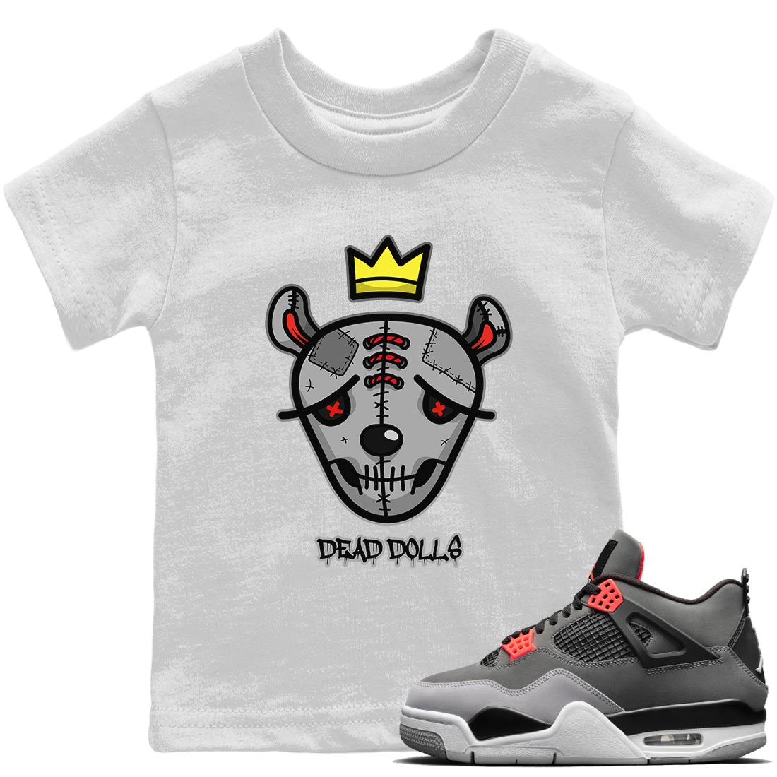 Jordan 4 Infrared Sneaker Matching T-Shirt Dead Dolls Face Sneaker Tees Jordan 4 Infrared Sneaker Release Tees Kids Shirts