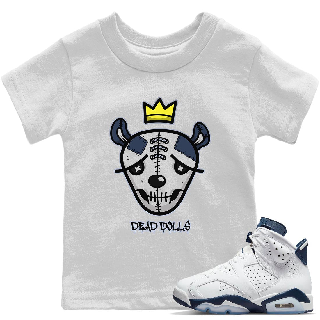 Jordan 6 Midnight Navy Sneaker Matching T-Shirt Dead Dolls Face Sneaker Tees Jordan 6 Midnight Navy Sneaker Release Tees Kids Shirts