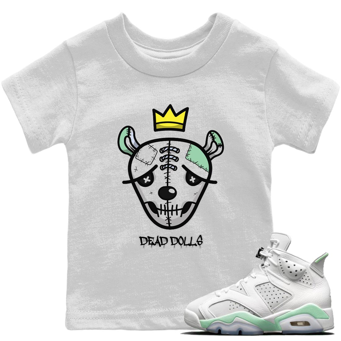 Jordan 6 Mint Foam Sneaker Matching T-Shirt Dead Dolls Face Sneaker Tees Jordan 6 Mint Foam Sneaker Release Tees Kids Shirts